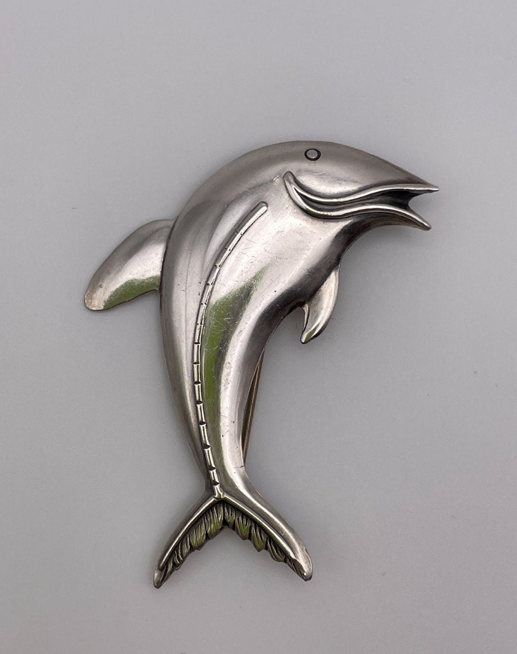 Vintage Goofy Sterling Silver Tuna Pin Brooch