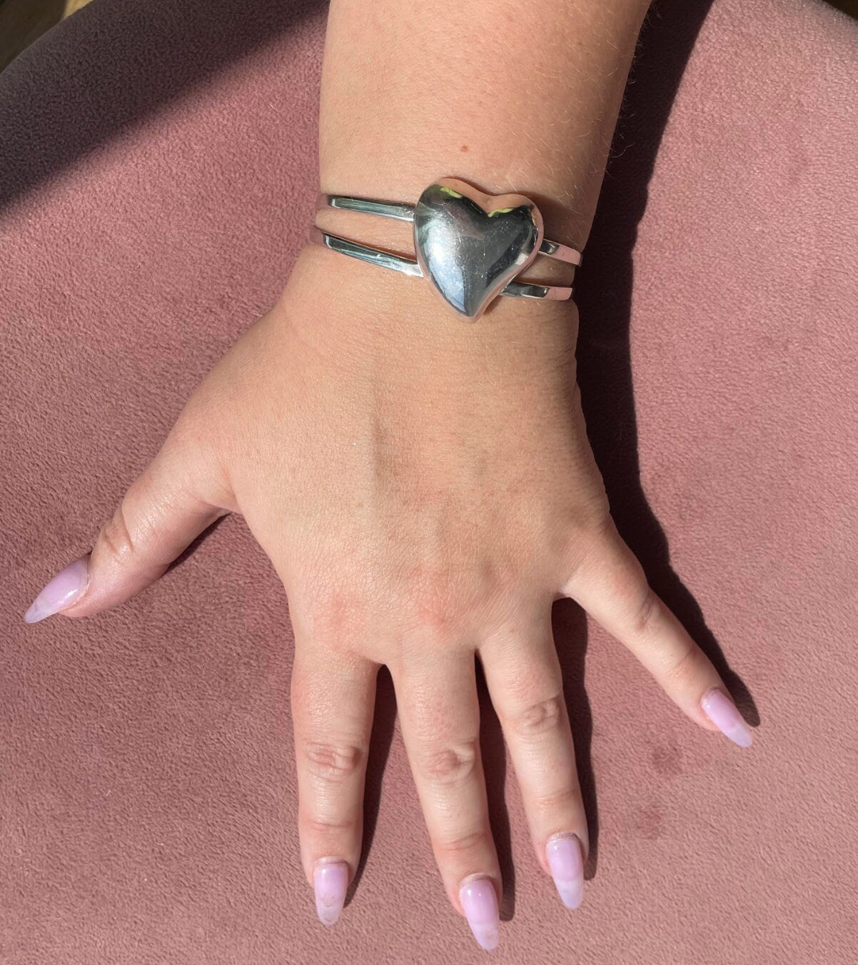 Vintage Sterling Silver Sassy Heart Cuff Bracelet
