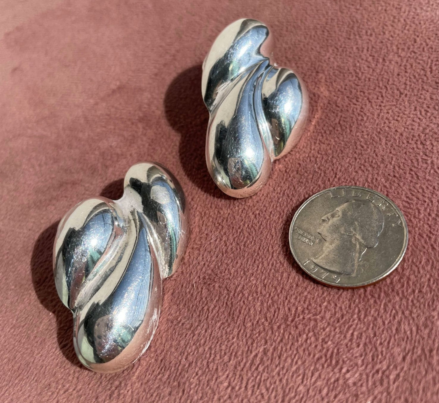 Vintage Abstract Modernist Sterling Silver Earrings
