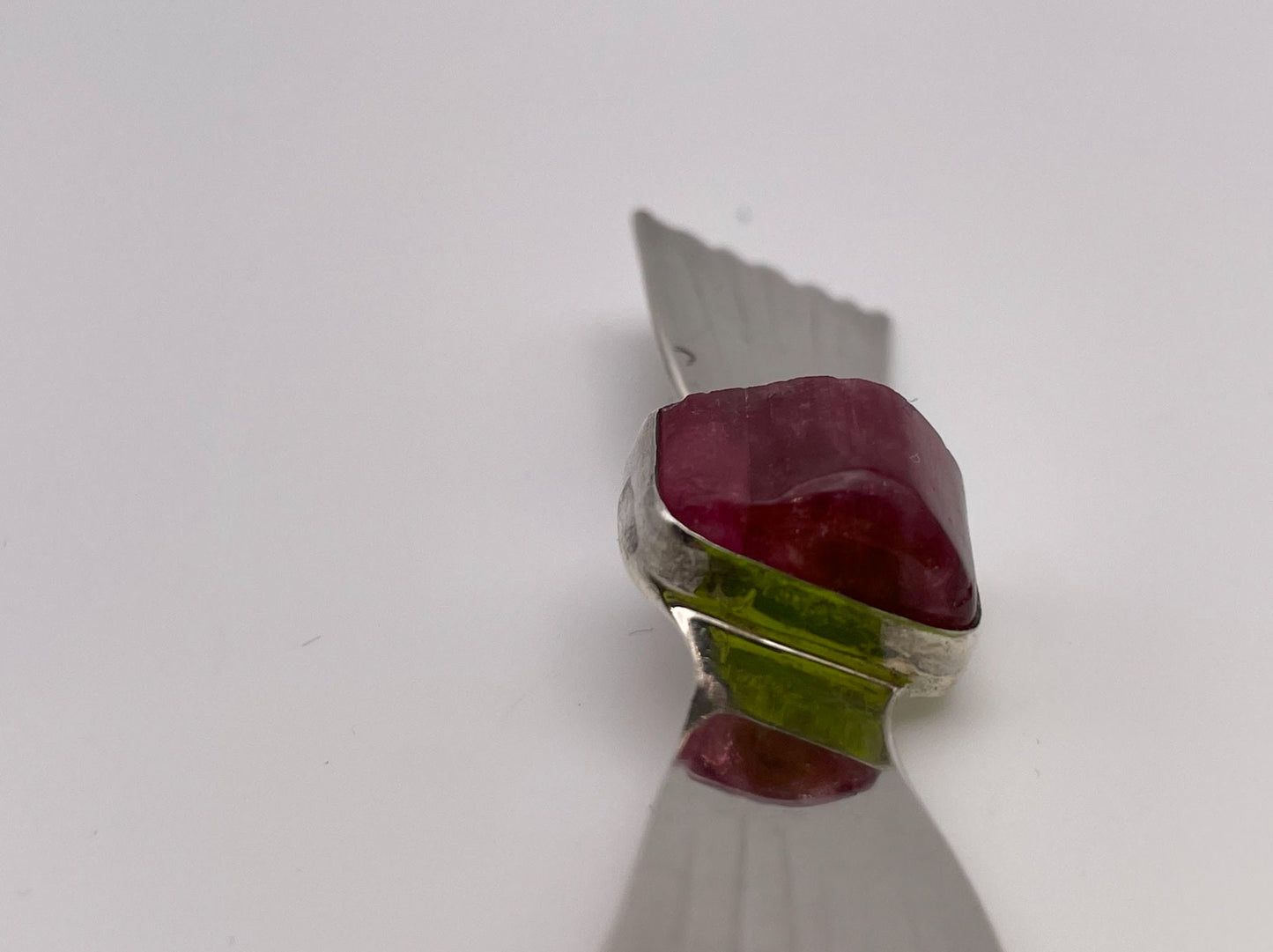 Vintage Sterling Silver Bow Pin with Gem Slice