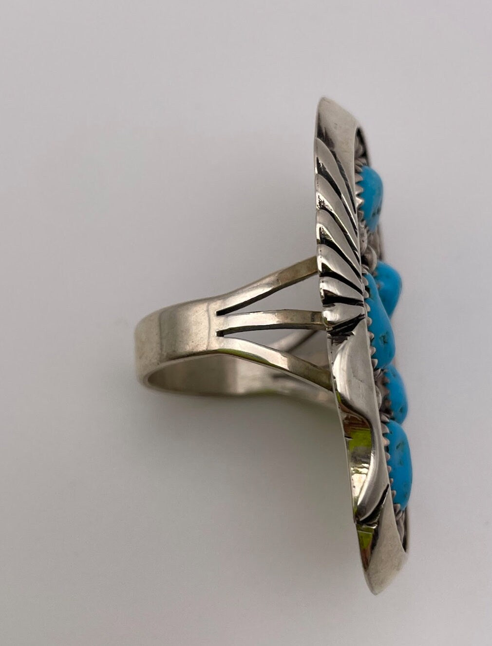 LARGE Native American Navajo Sterling Silver and Turquoise Ring
