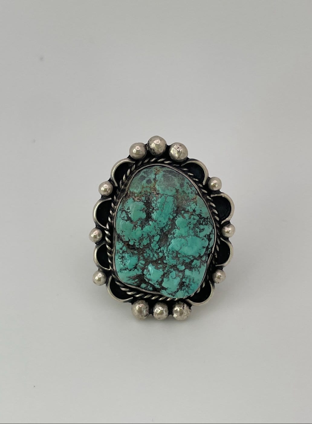 Vintage Native American Rough Turquoise and Sterling Silver Ring