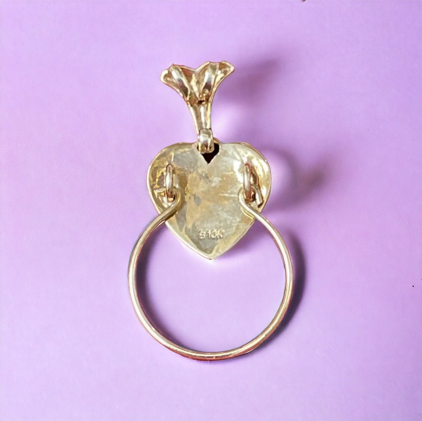 Vintage 1970’s Solid Gold Heart Shaped Charm Holder Pendant