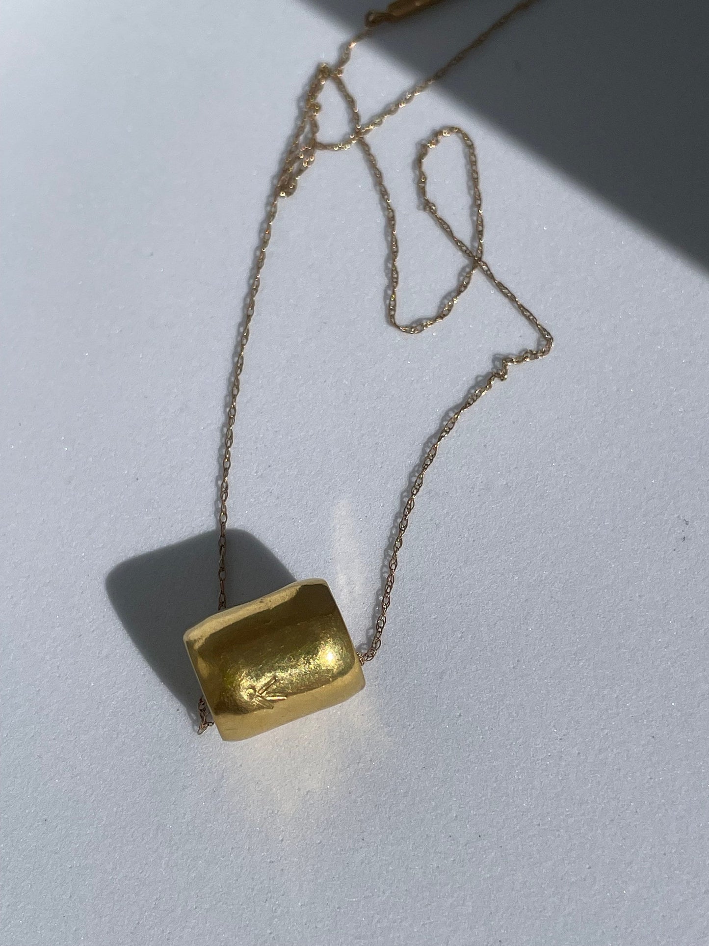 Vintage Estate Large Bamboo Flower Bead Necklace 1980’s 18k Gold