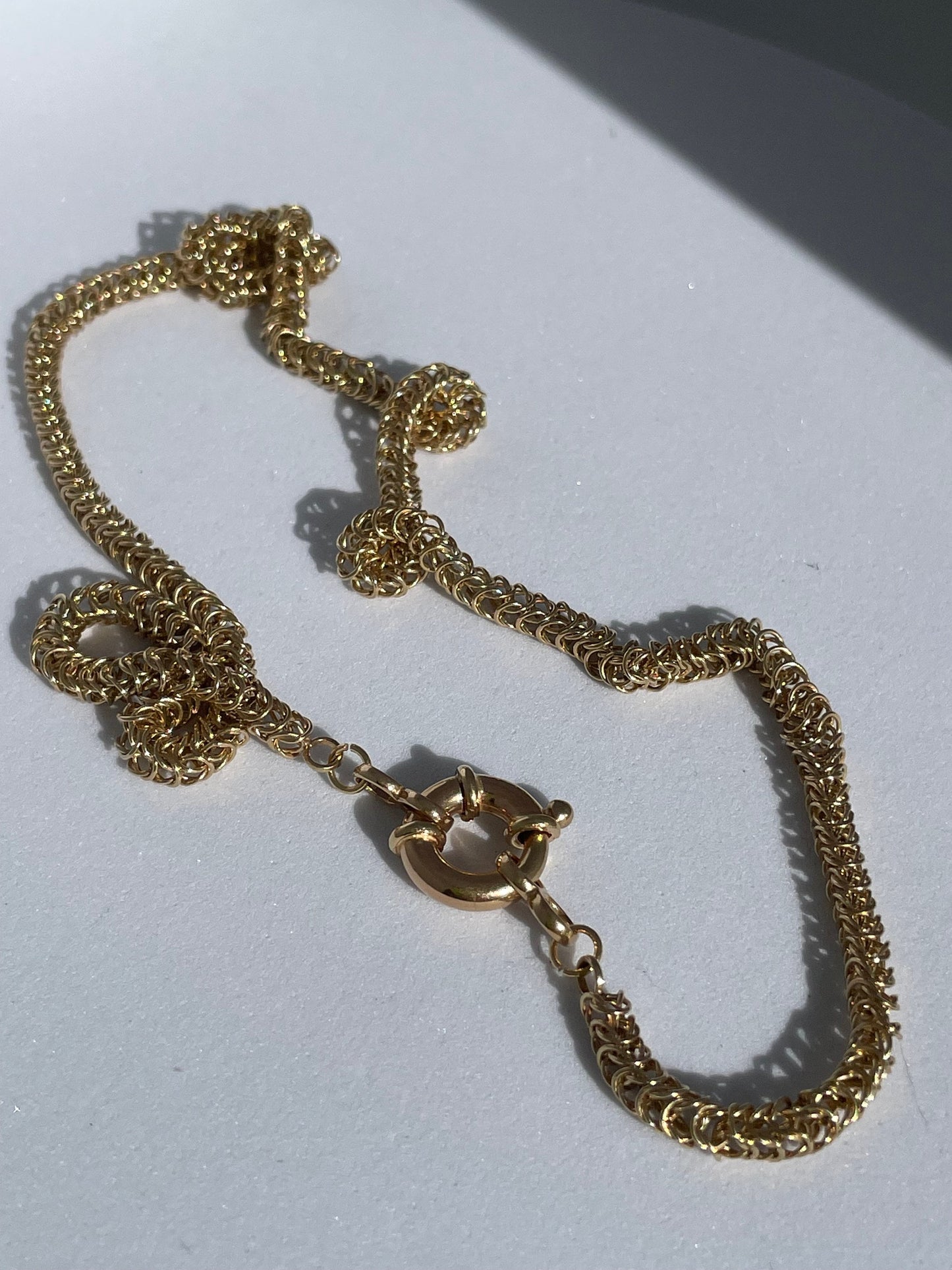 Heavy Vintage Unique Link Chain Necklace 10k Gold 14k Nautical Clasp