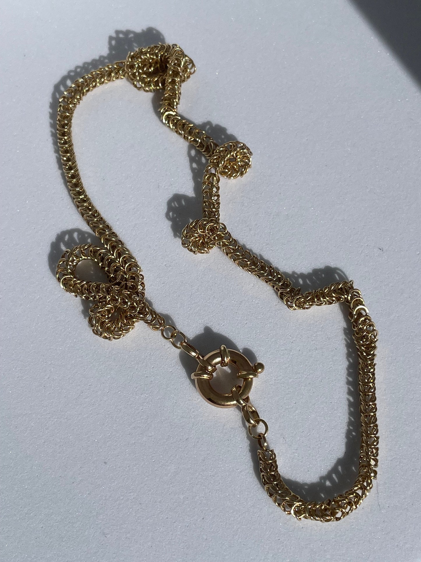 Heavy Vintage Unique Link Chain Necklace 10k Gold 14k Nautical Clasp