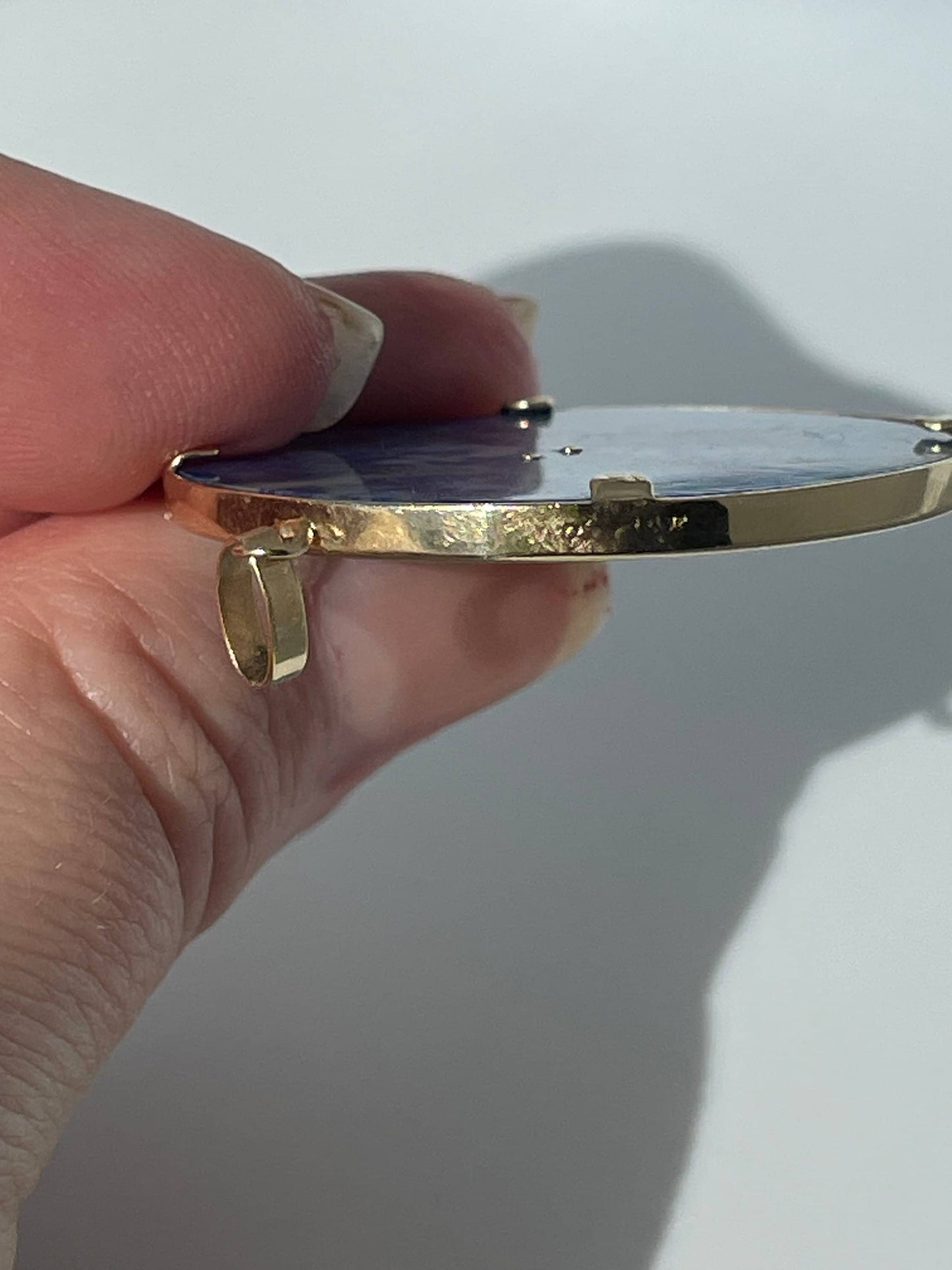 Lapis and 14k Gold Oil Derrik Pendant 1970's Vintage Estate