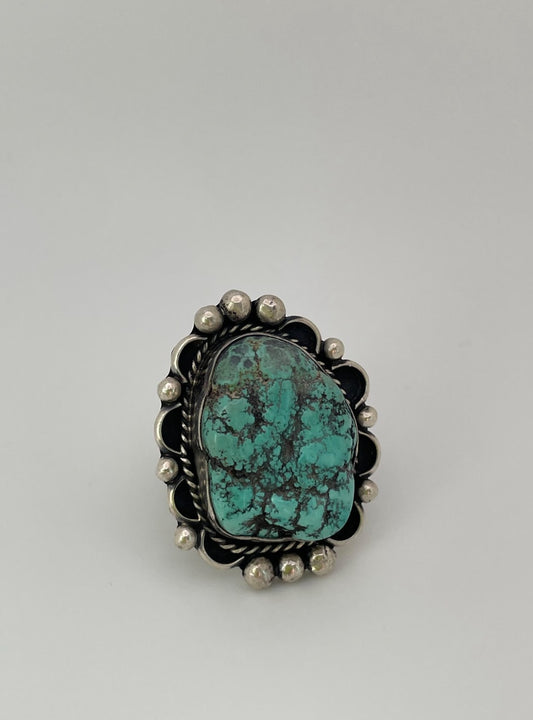 Vintage Native American Rough Turquoise and Sterling Silver Ring