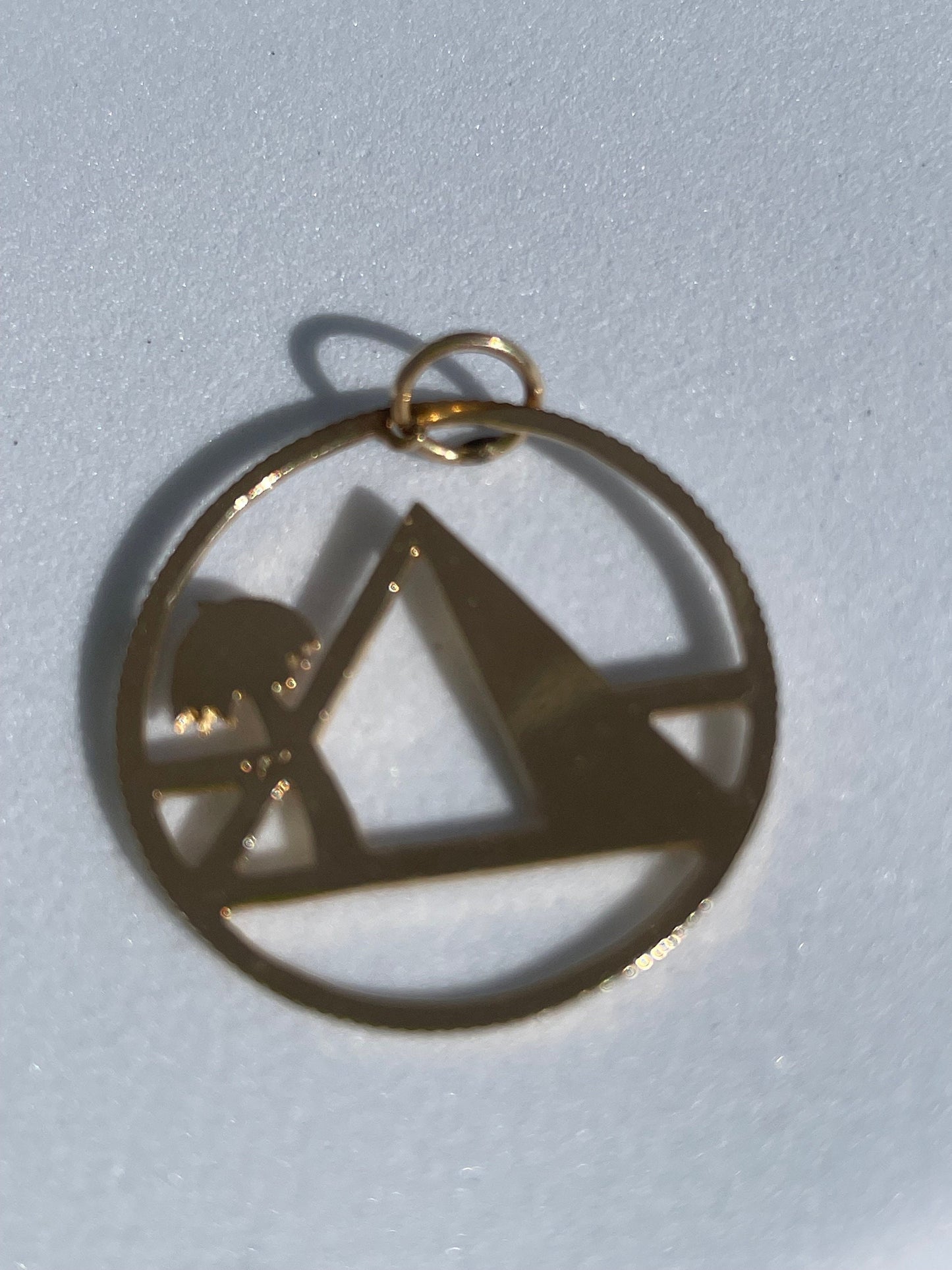 Vintage Estate Pyramid and Palm Tree Charm Pendant 1970’s in 14k