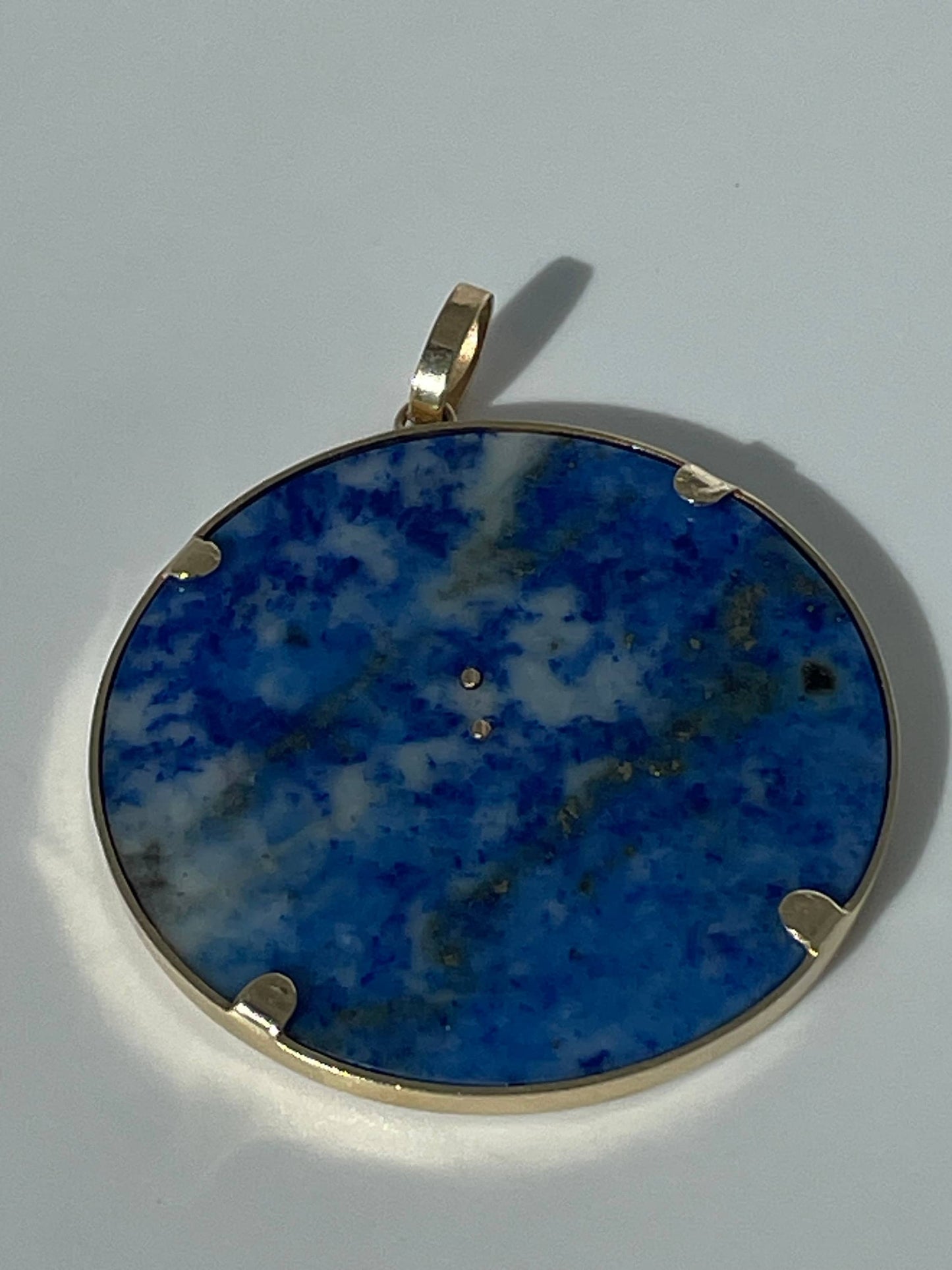 Lapis and 14k Gold Oil Derrik Pendant 1970's Vintage Estate
