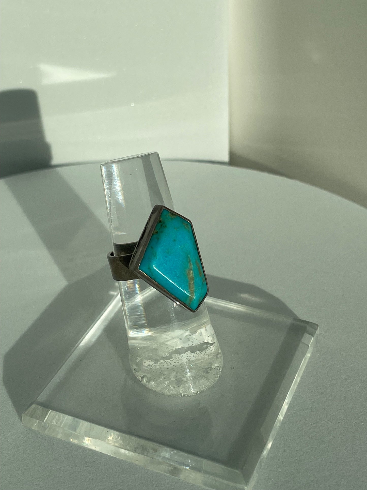 Vintage Sterling Silver Turquoise Modernist Ring