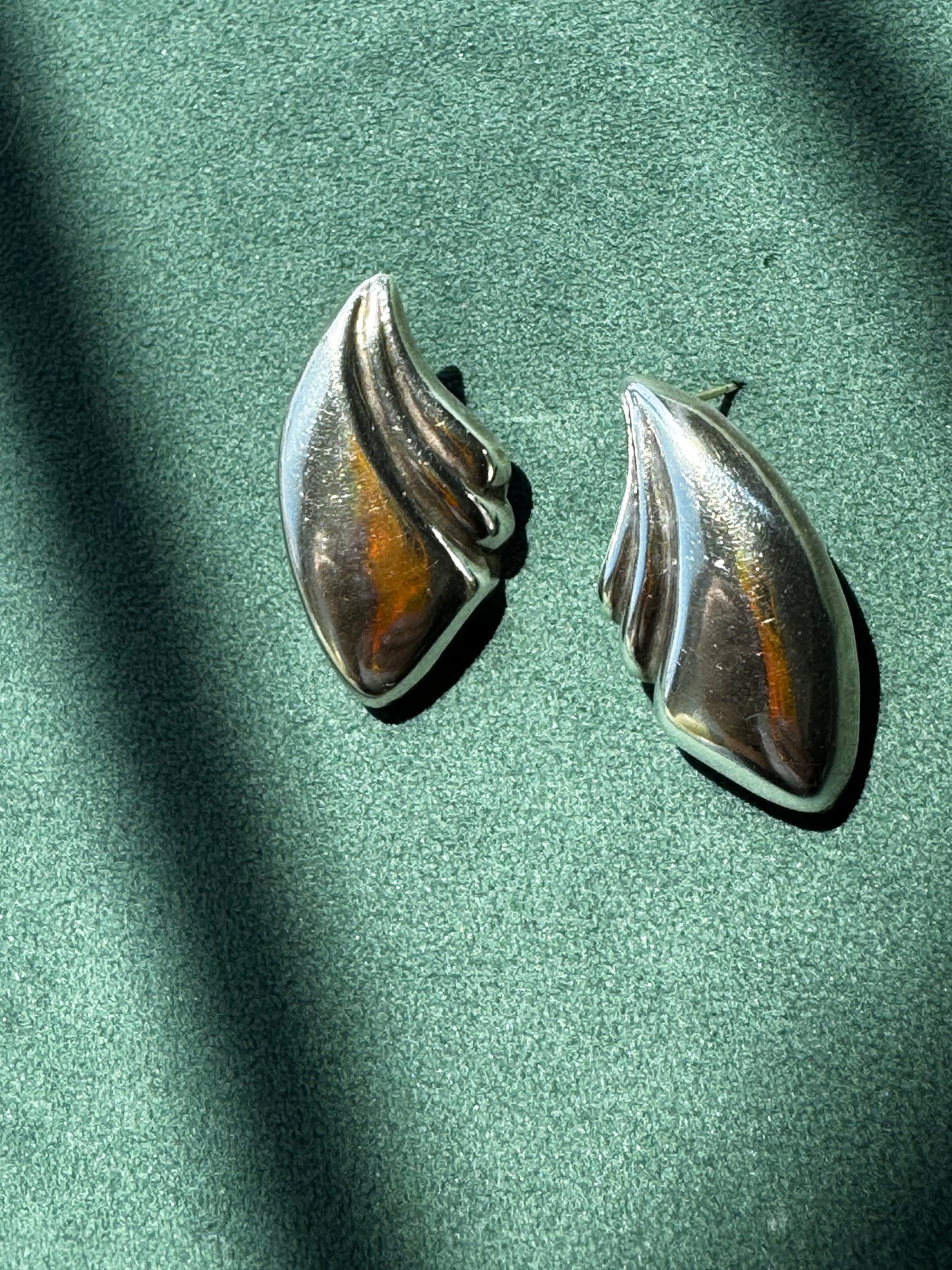 Vintage Jondell 925 Mexico Sterling Silver Sculptural Wing Earrings Pre-1984 Modernist Designer