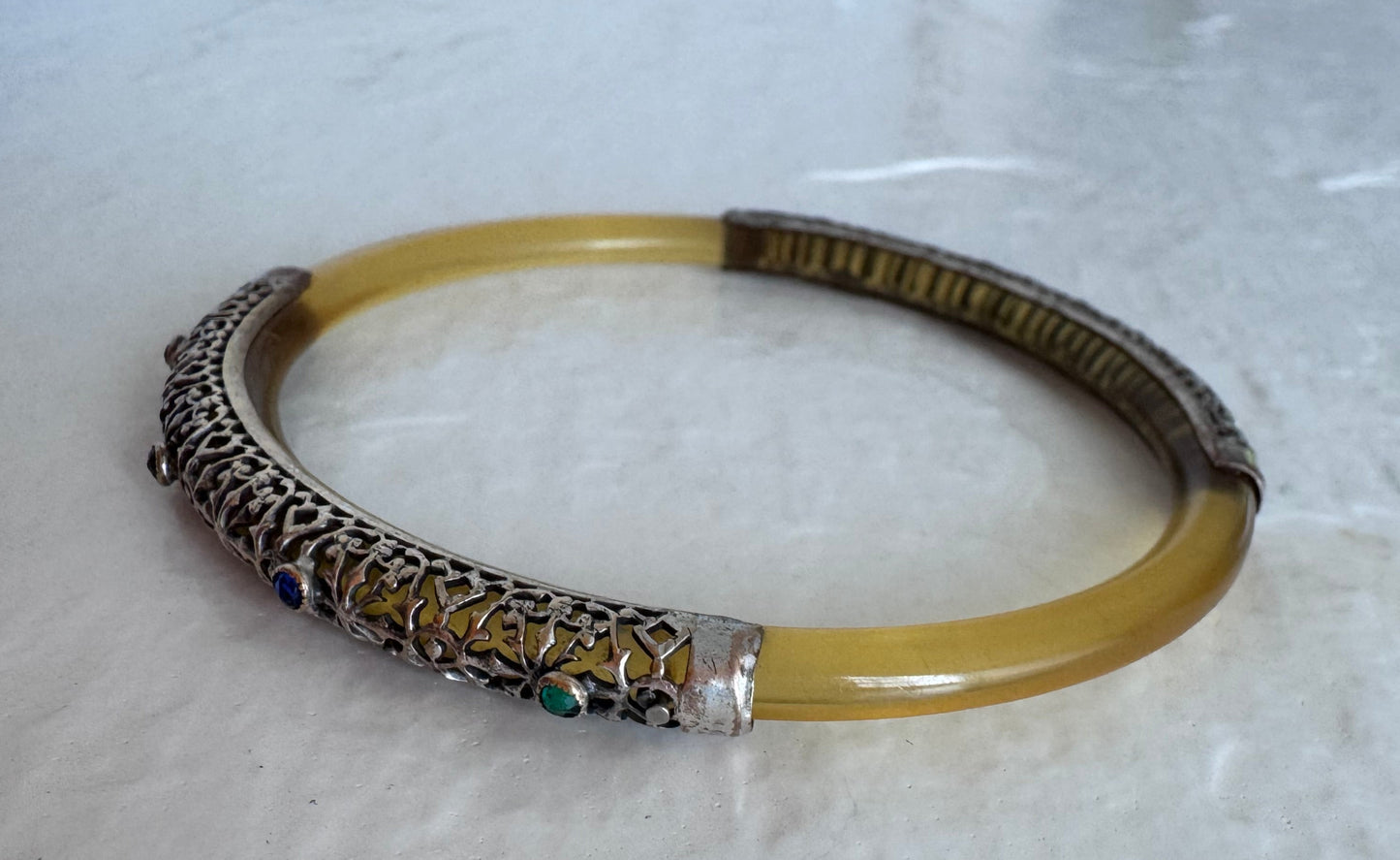Bakelite Bangle Bracelet With Sterling
