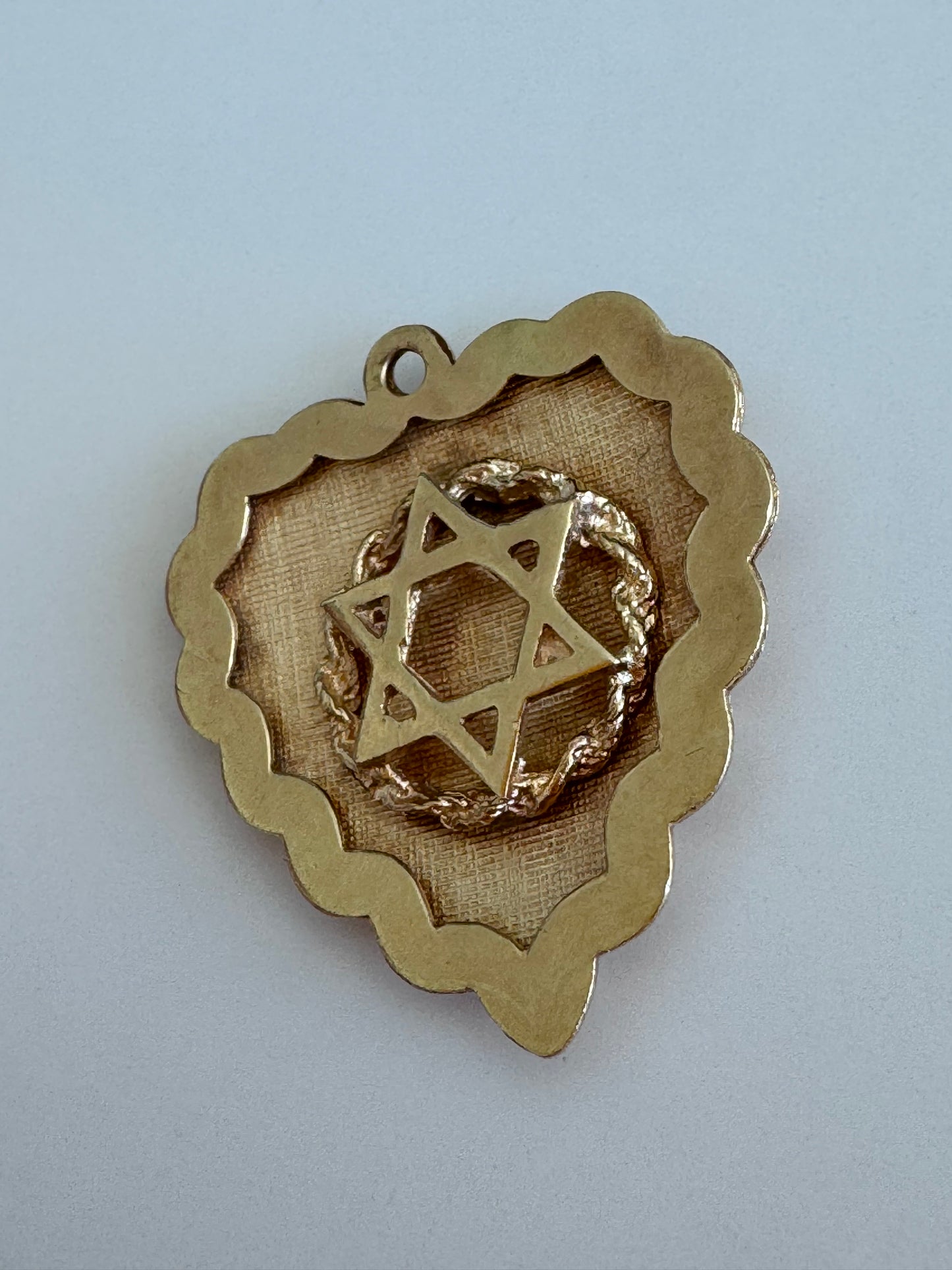 Estate Vintage 1950s 14K Gold Star of David Heart Pendant