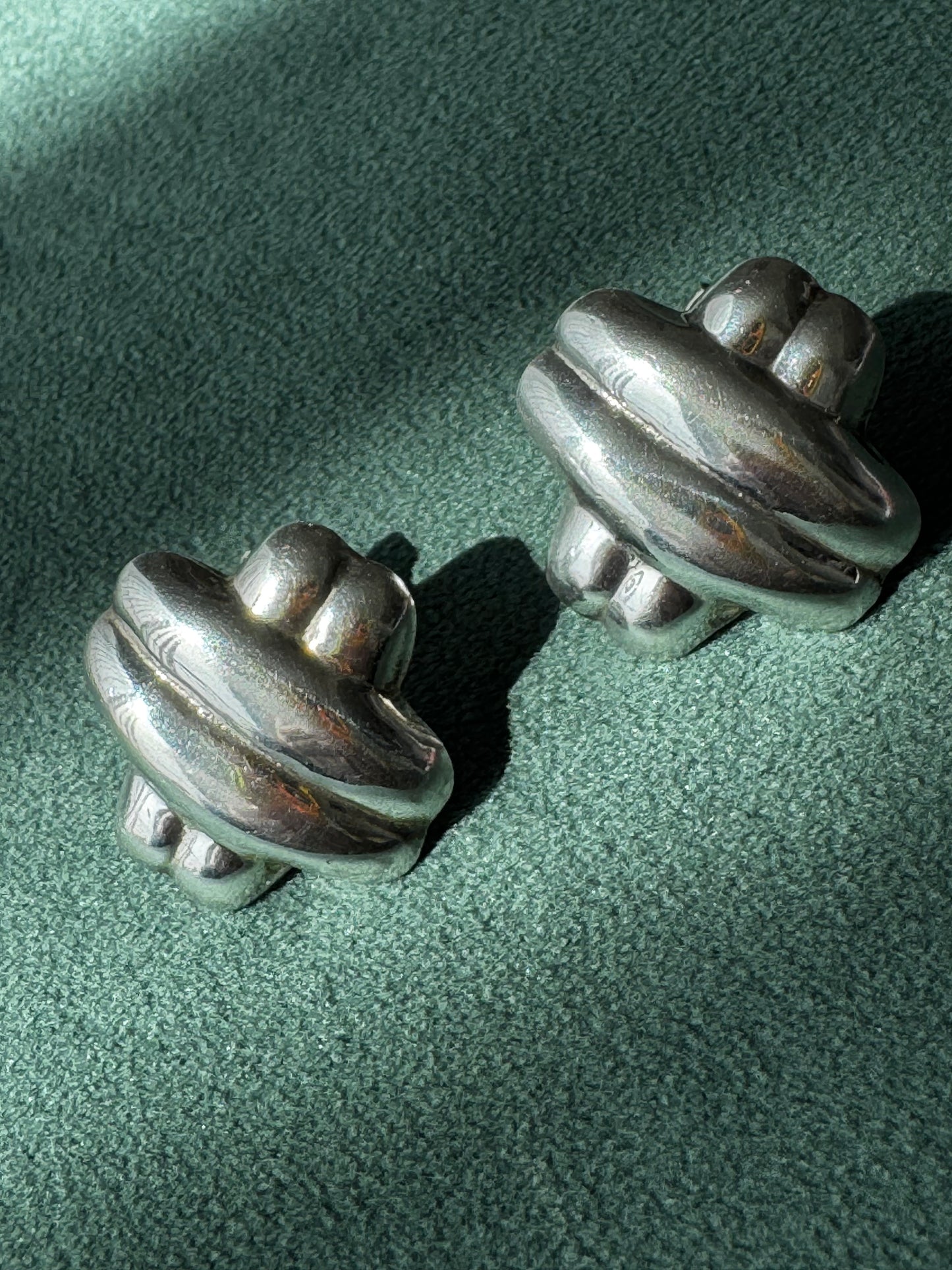 Vintage Sterling Silver Chunky Sculptural X Crossover Earrings Bold Geometric Y2K Energy