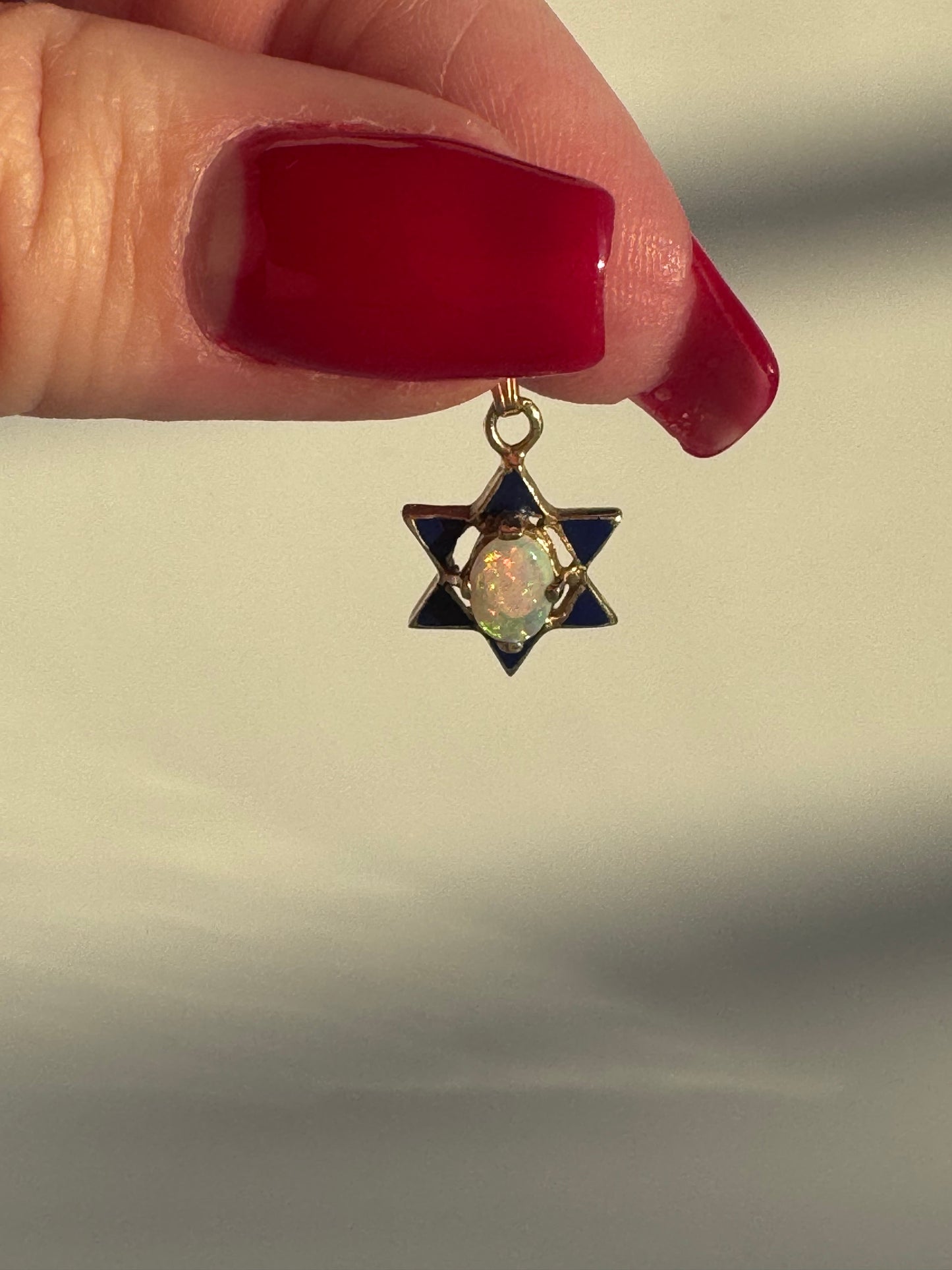 Vintage Opal & Enamel Star of David