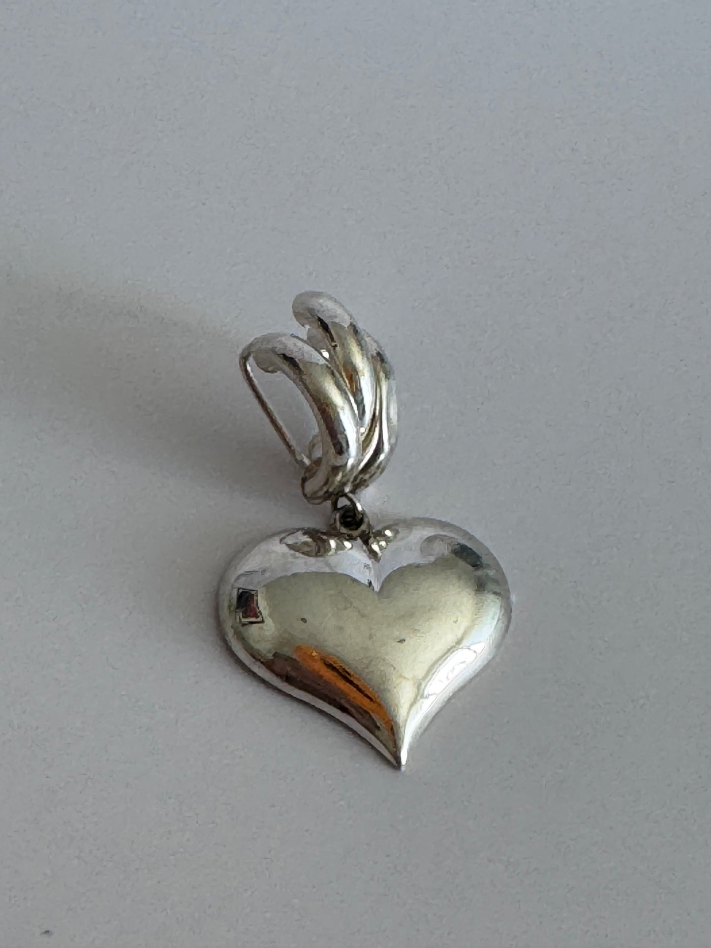 Estate Sterling Silver Puffy Large Statement Heart Pendant