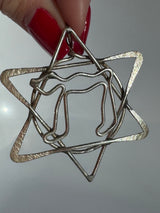 Vintage Crafty Star of David and Chai Sterling Pendant