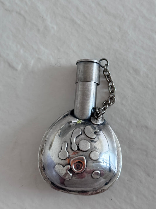 Estate Vintage Sterling Silver Native American Tobacco Canteen Bottle Pendant Southwestern Jewelry
