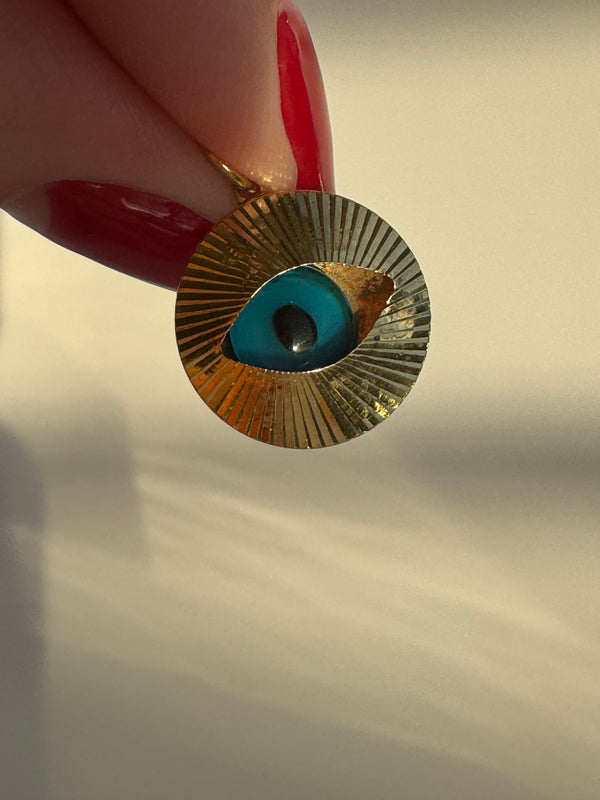 Engine Turned Evil Eye Pendant