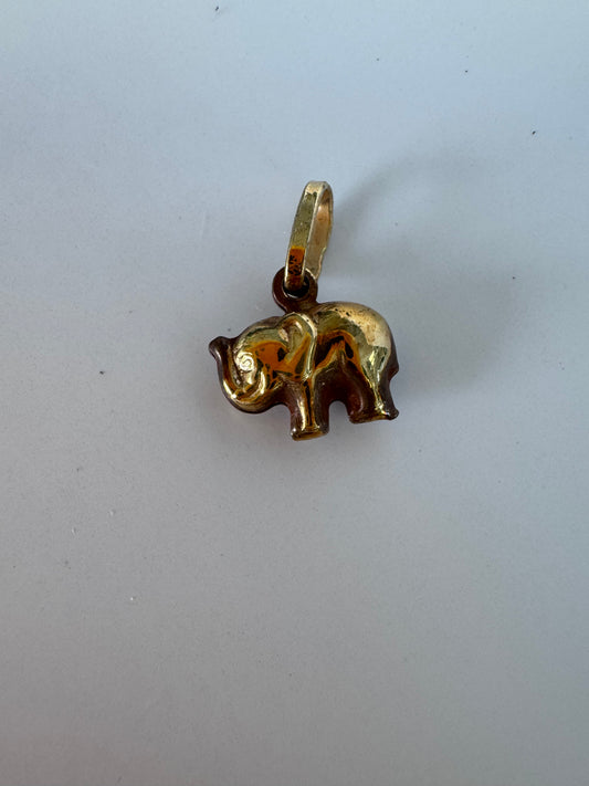 Estate Vintage 14K Gold Elephant Charm Pendant