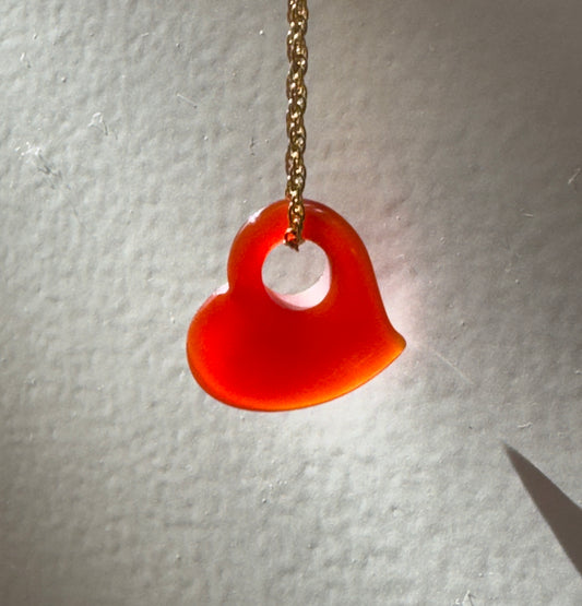 Vintage Estate Carnelian Heart Pendant Charm New Old Stock