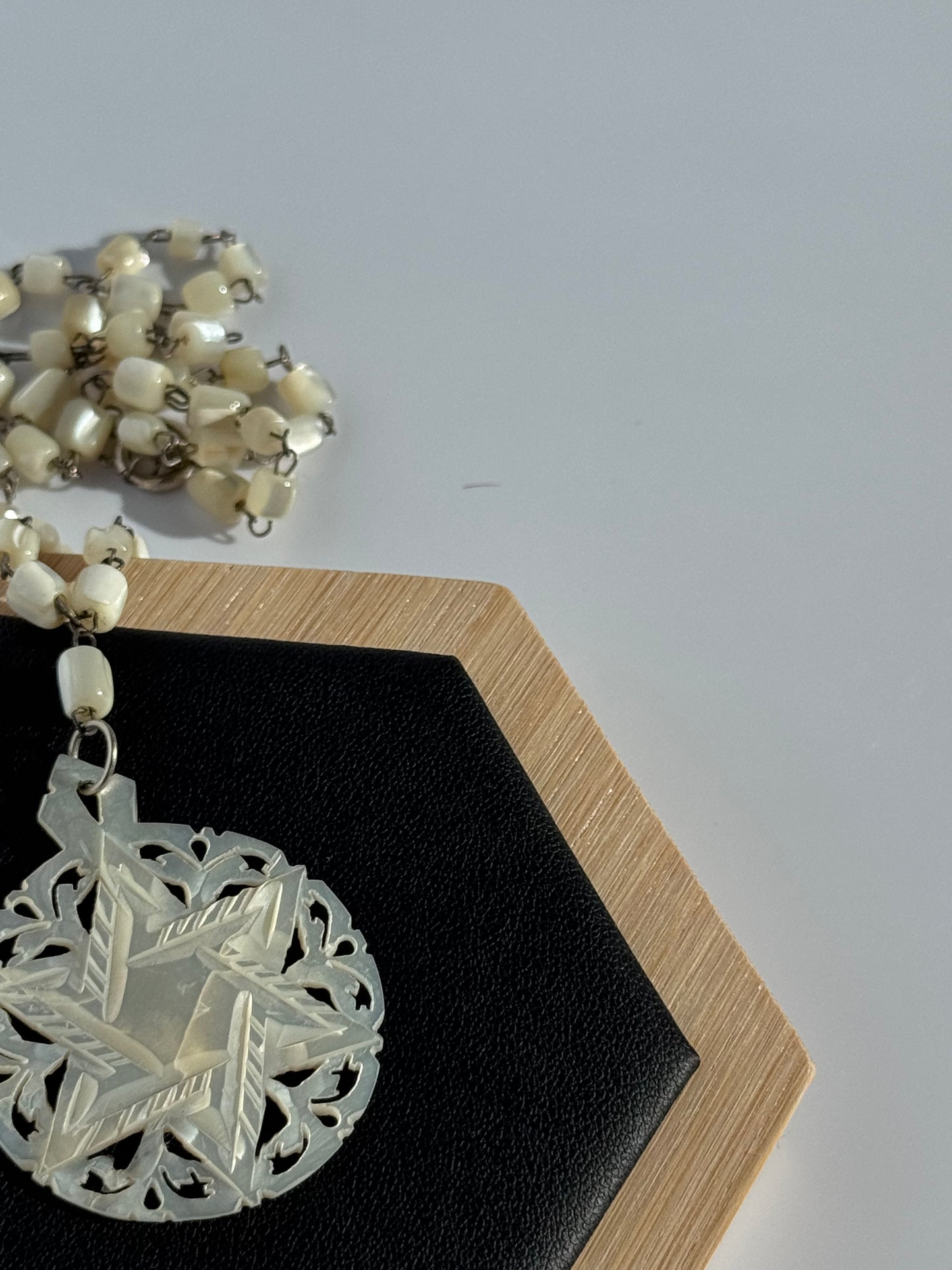 Mid Century Hand carved Mother of Pearl Star of David