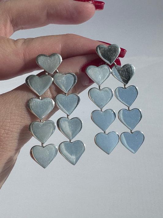 Vintage Taxco Heart Sterling Silver Earrings