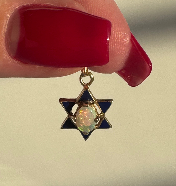 Vintage Opal & Enamel Star of David