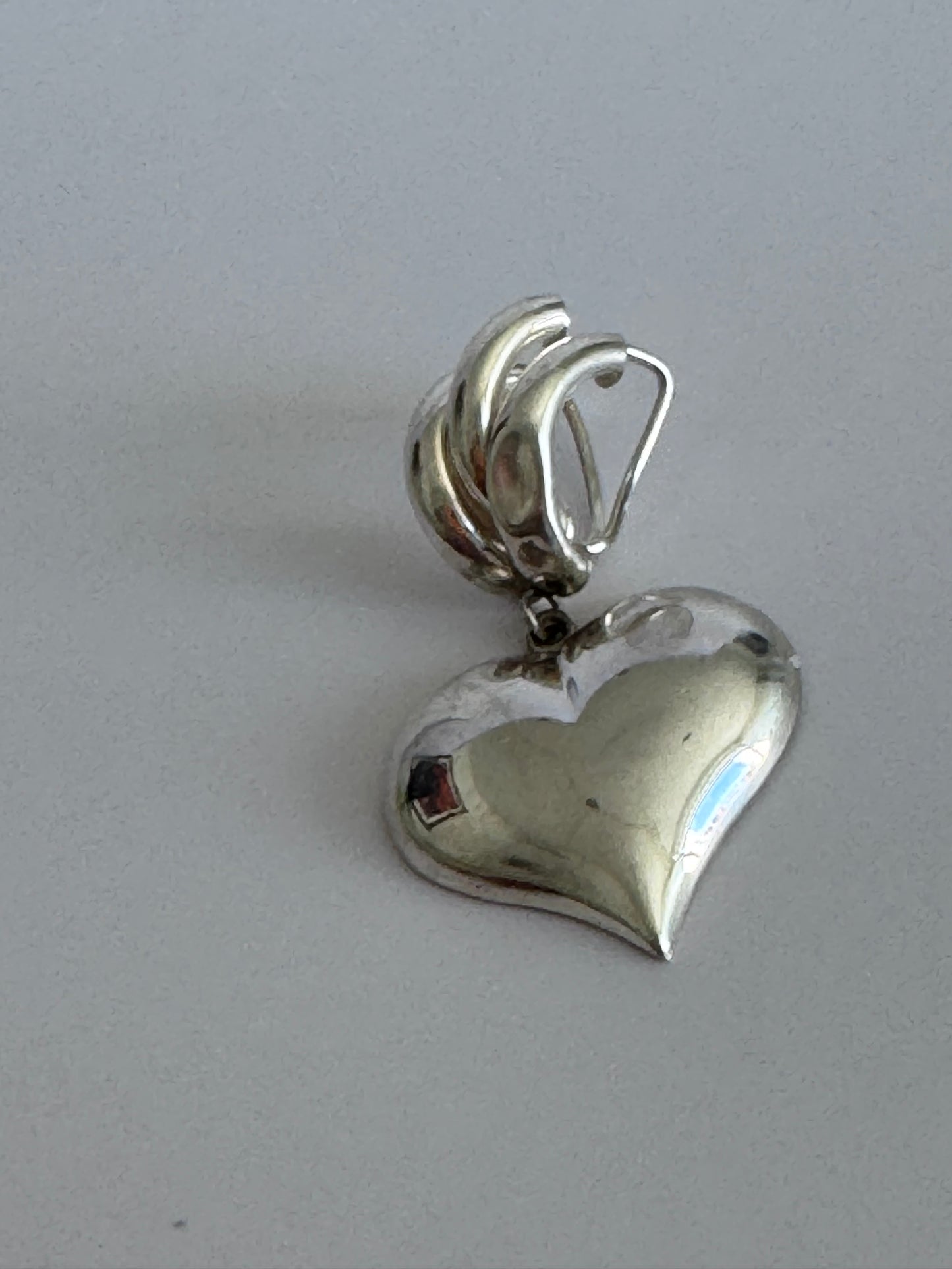 Estate Sterling Silver Puffy Large Statement Heart Pendant