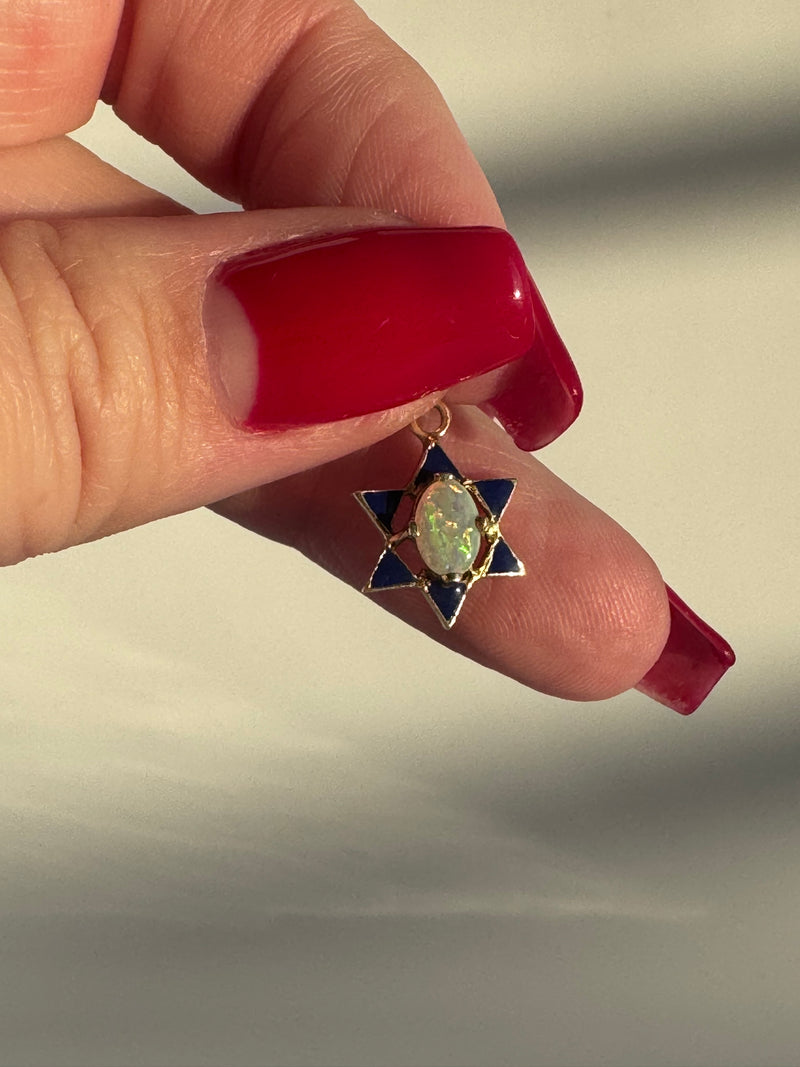 Vintage Opal & Enamel Star of David