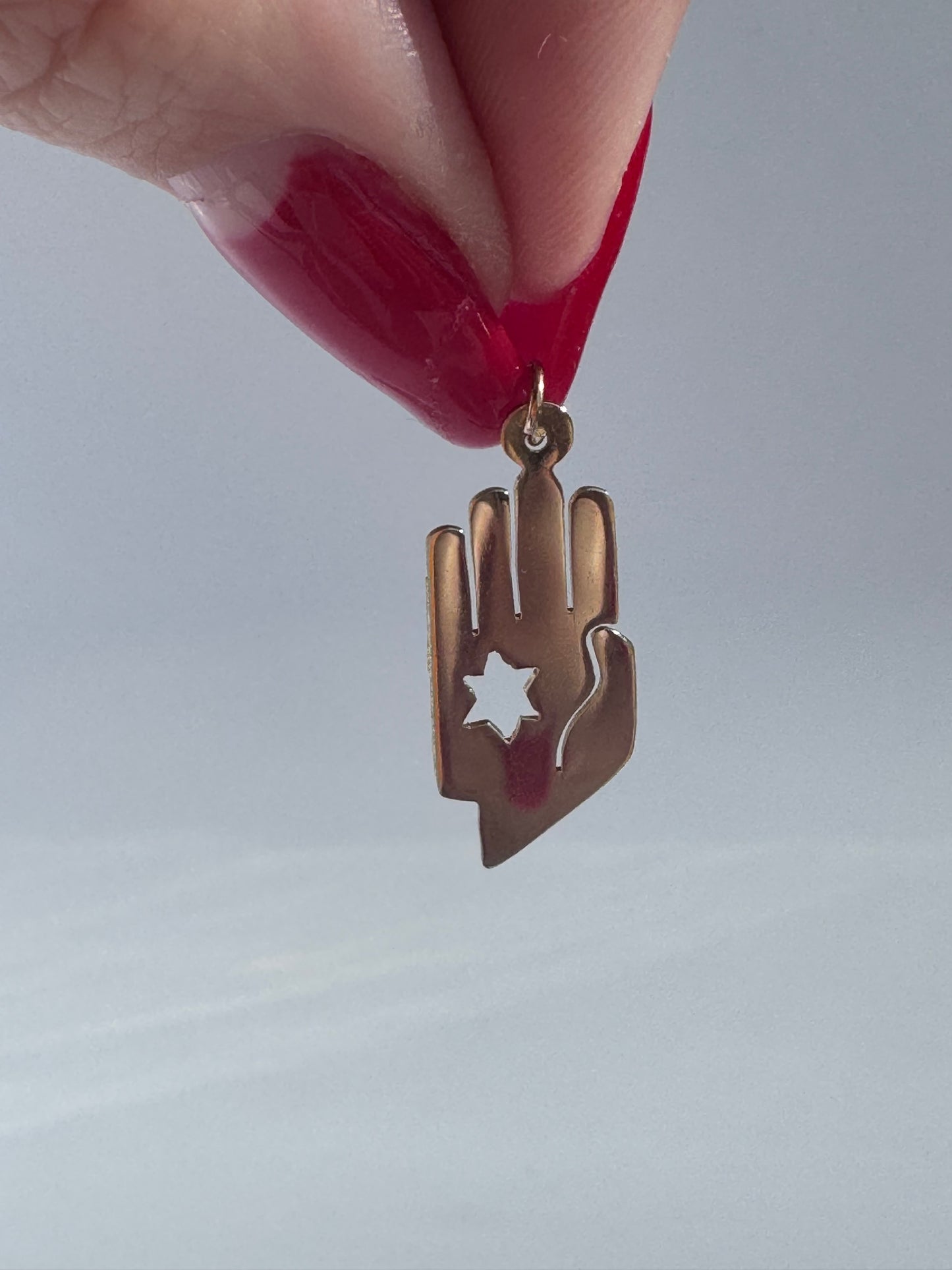 Vintage 14k Modernist Hamsa with Star of David