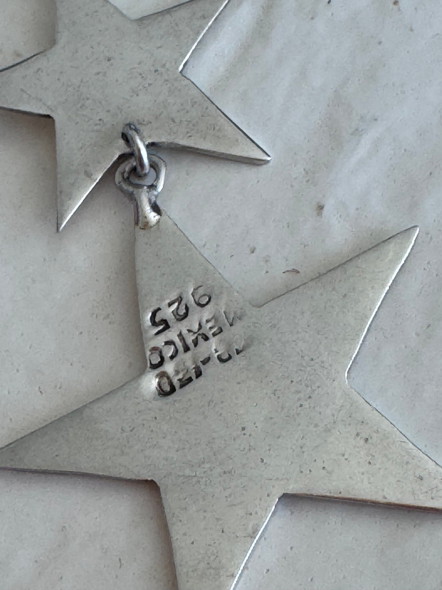 Vintage Taxco Sterling Silver Triple Star Dangle Earrings
