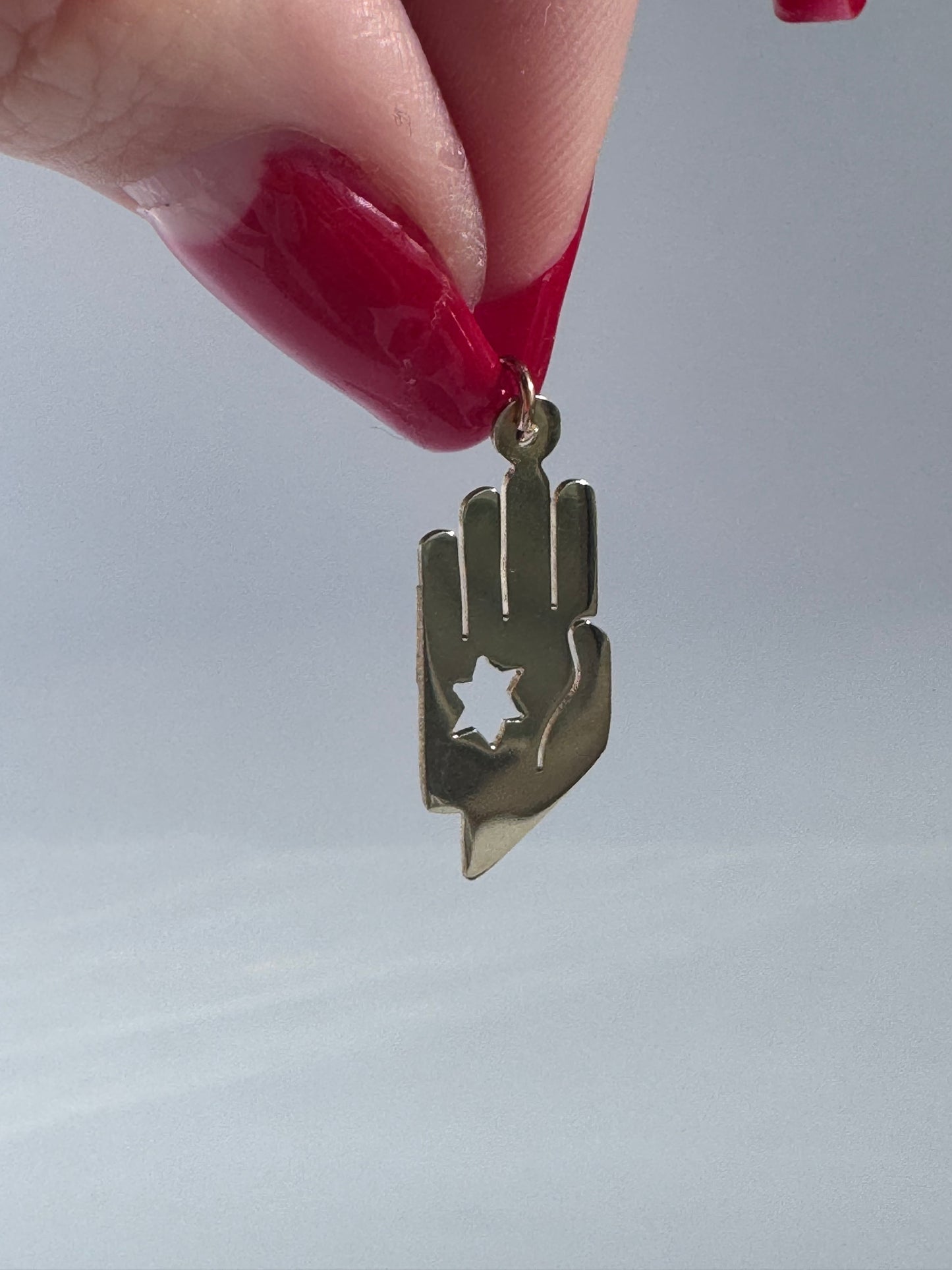 Vintage 14k Modernist Hamsa with Star of David