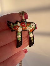 Vintage Enamel on Copper Mid Century Chai Pendant