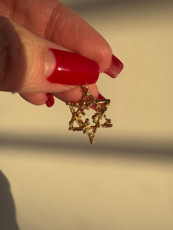 Vintage 1970s Brutalist Star of David Pendant