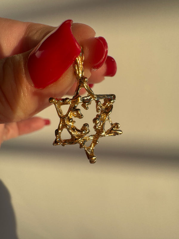 Vintage 1970s Brutalist Star of David Pendant