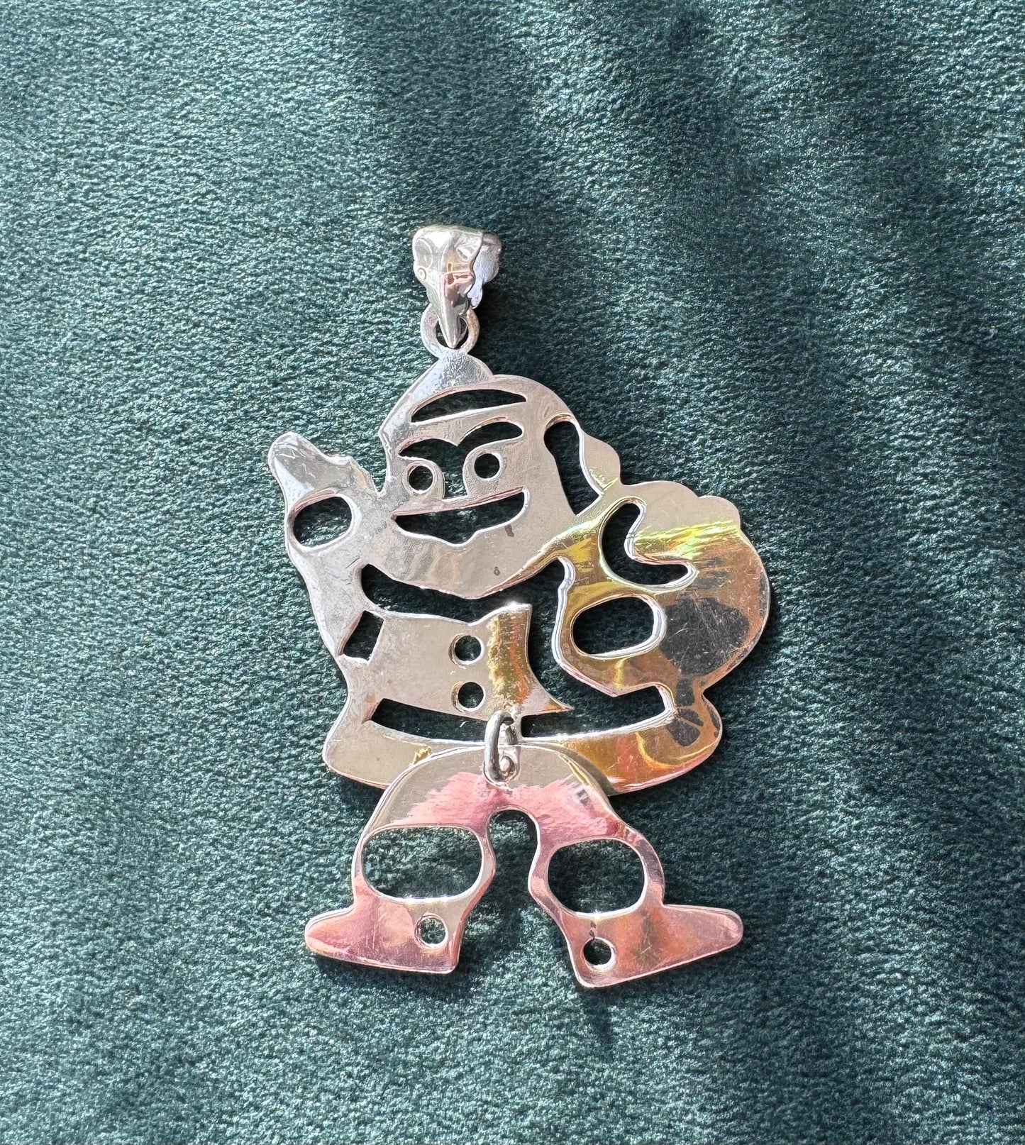 Santa's Got the Moves: Vintage Mexican Sterling Silver Dancing Santa Pendant SFOR Signed