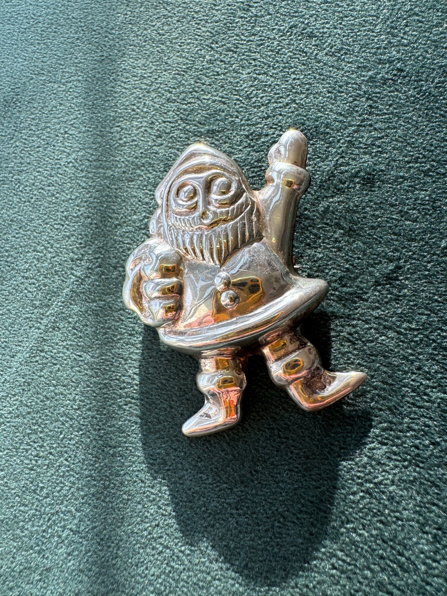 Jolly Old Psycho: Vintage Sterling Silver Santa Brooch Pendant with Deranged Eyes