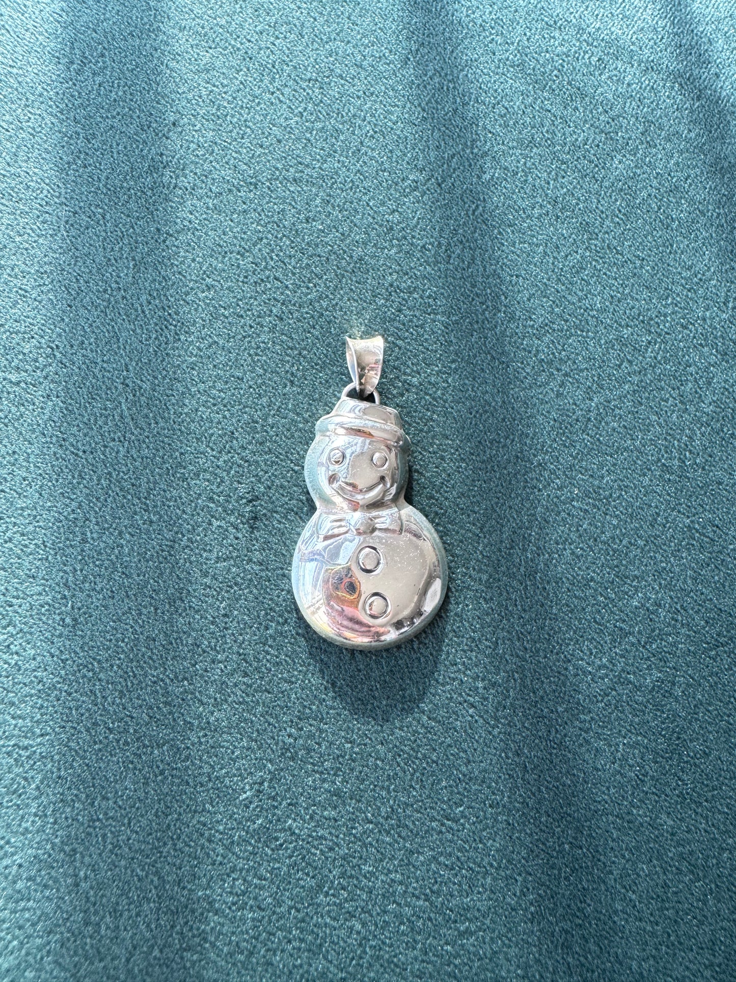 Frosty's Got Style: Vintage Thai Sterling Silver Puffy Snowman Pendant with Bow Tie