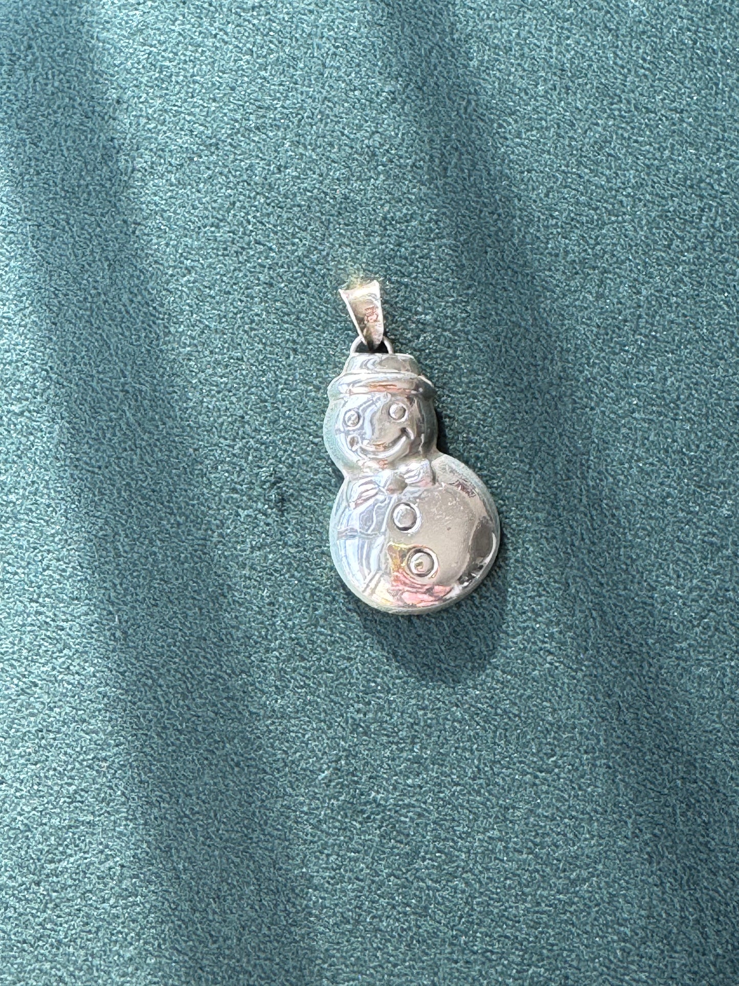 Frosty's Got Style: Vintage Thai Sterling Silver Puffy Snowman Pendant with Bow Tie
