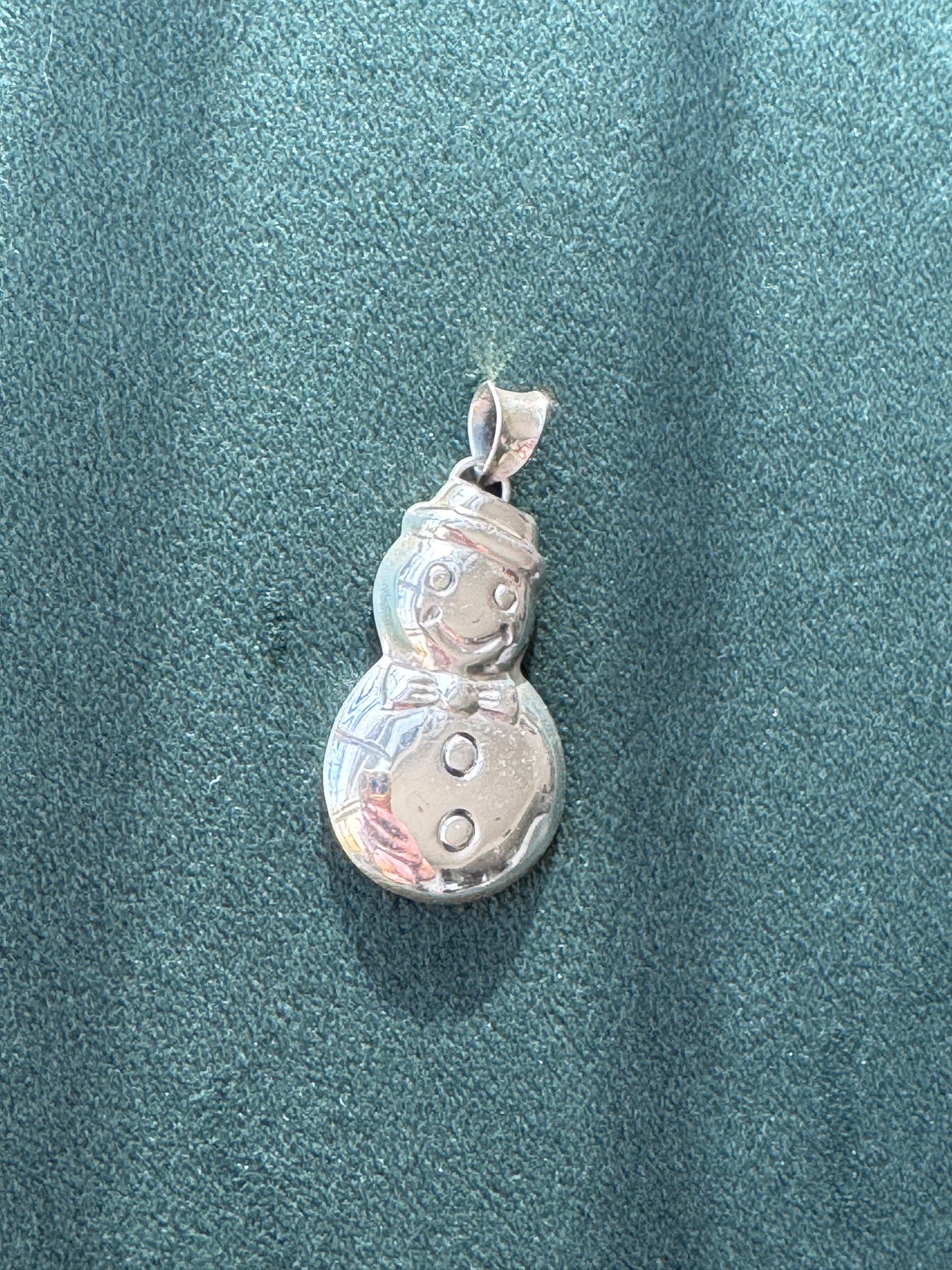 Frosty's Got Style: Vintage Thai Sterling Silver Puffy Snowman Pendant with Bow Tie