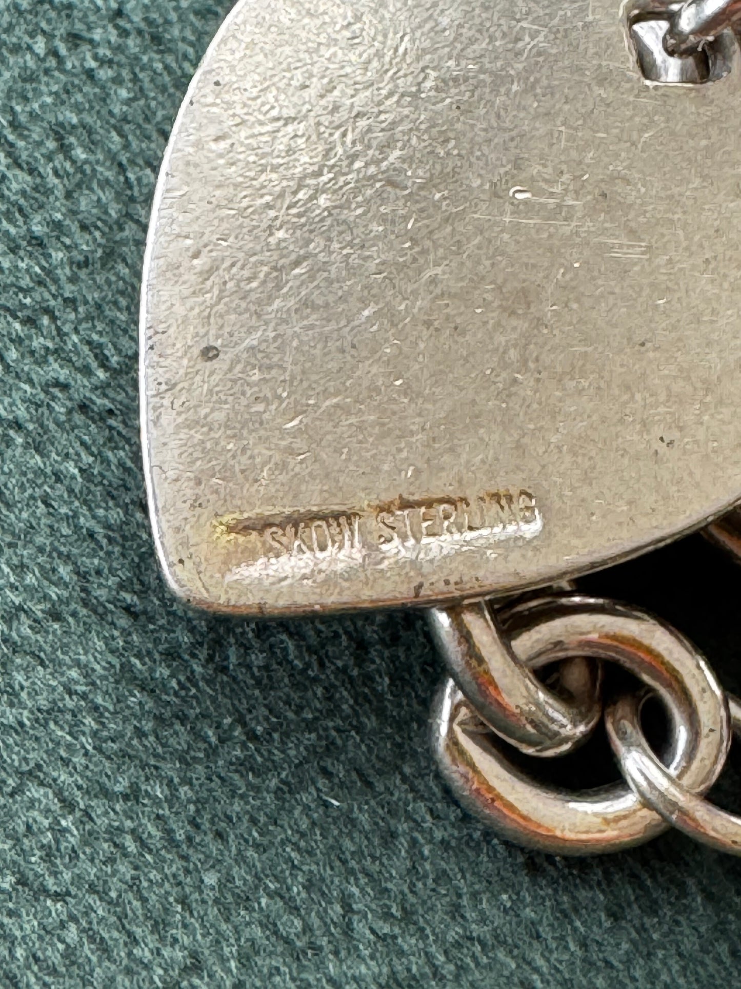 Lenore Doskow Signed Sterling Silver Heart ID Tag Bracelet