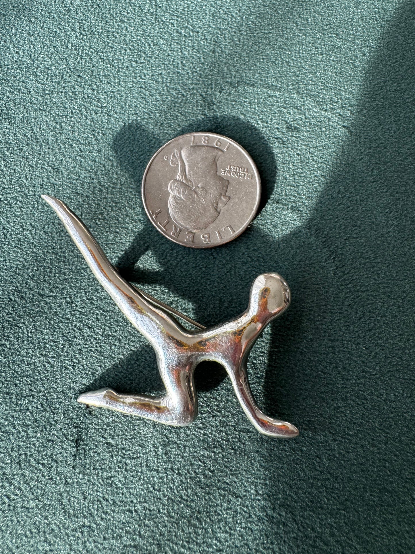 Estate Vintage Taxco Mexico Sterling Silver Modernist Dancer Brooch