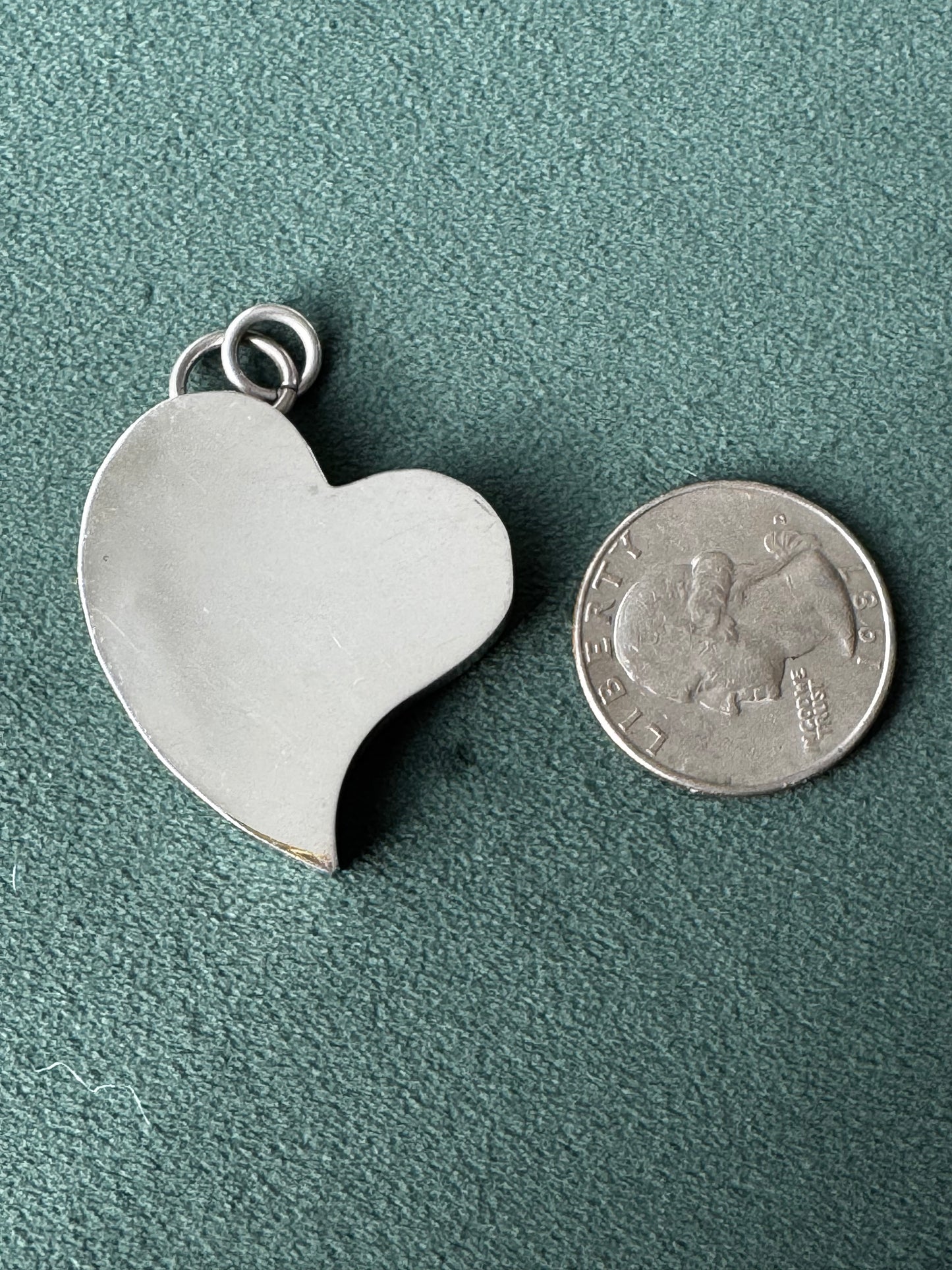 Vintage Sterling Silver Thick Puffy Heart Pendant