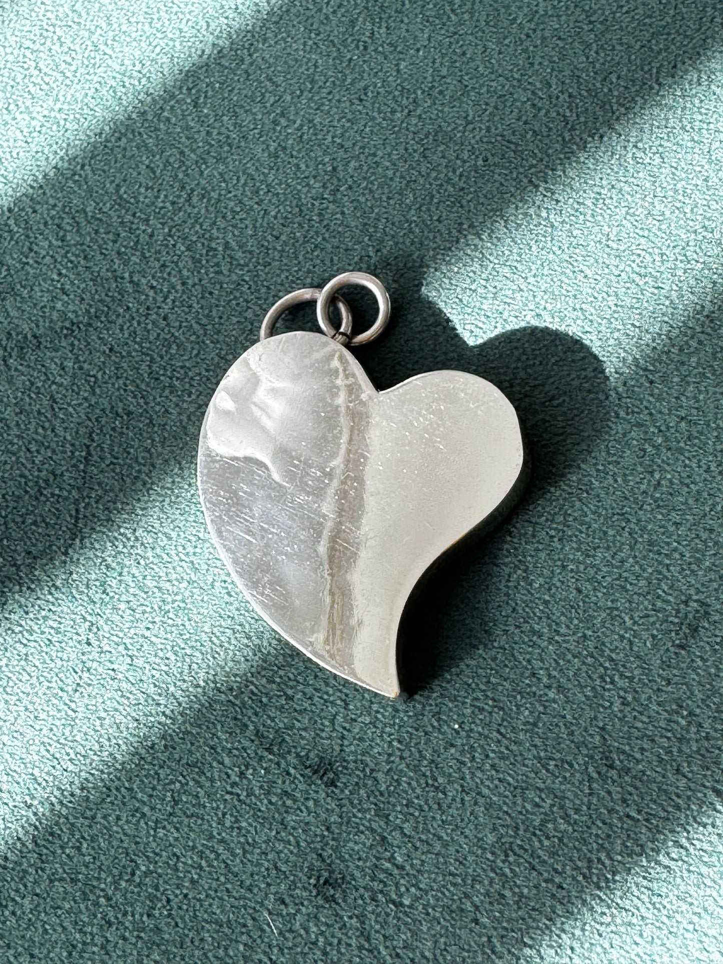 Vintage Sterling Silver Thick Puffy Heart Pendant