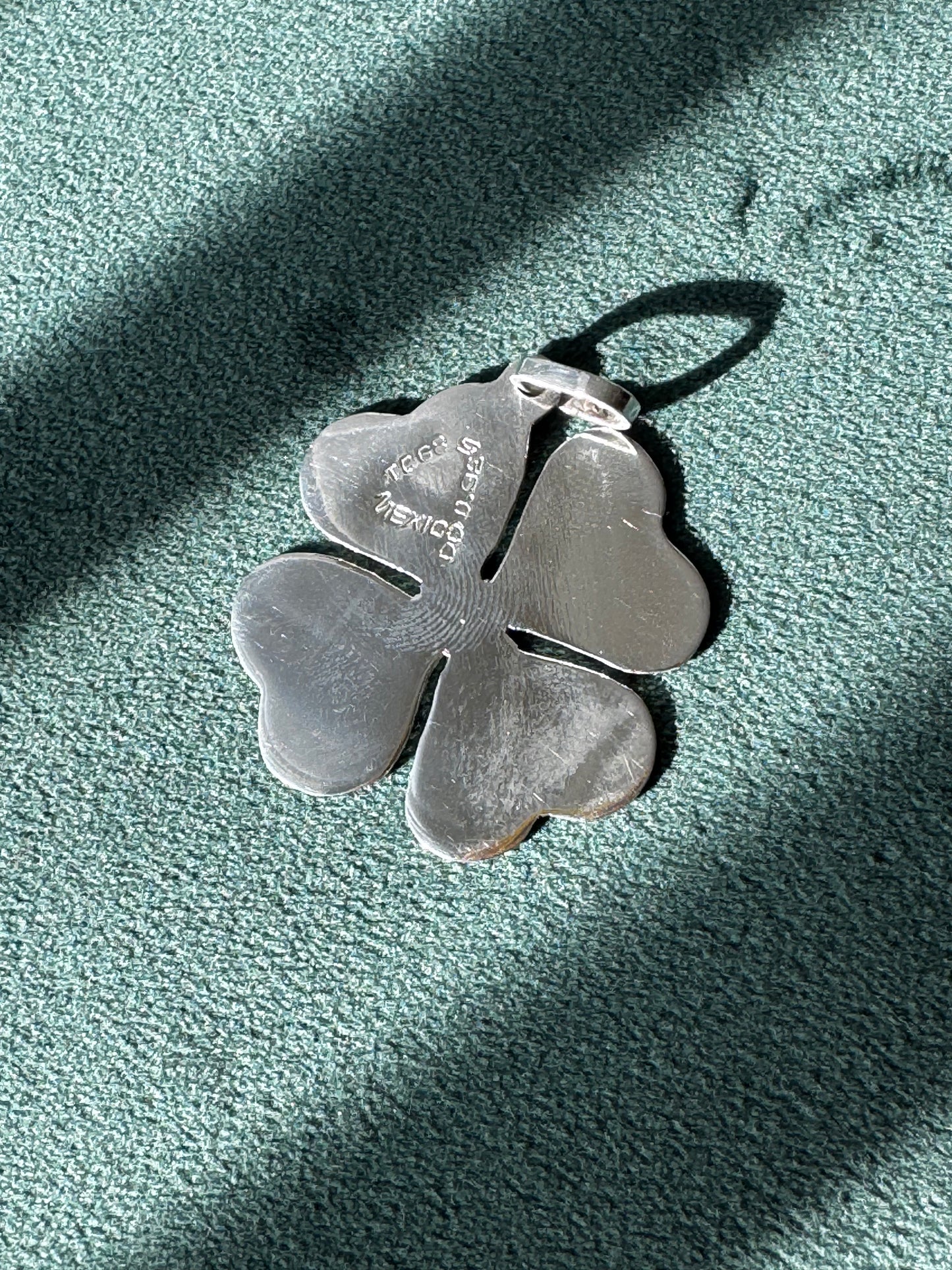 Estate Vintage Taxco Mexico Sterling Silver Four Leaf Clover Pendant