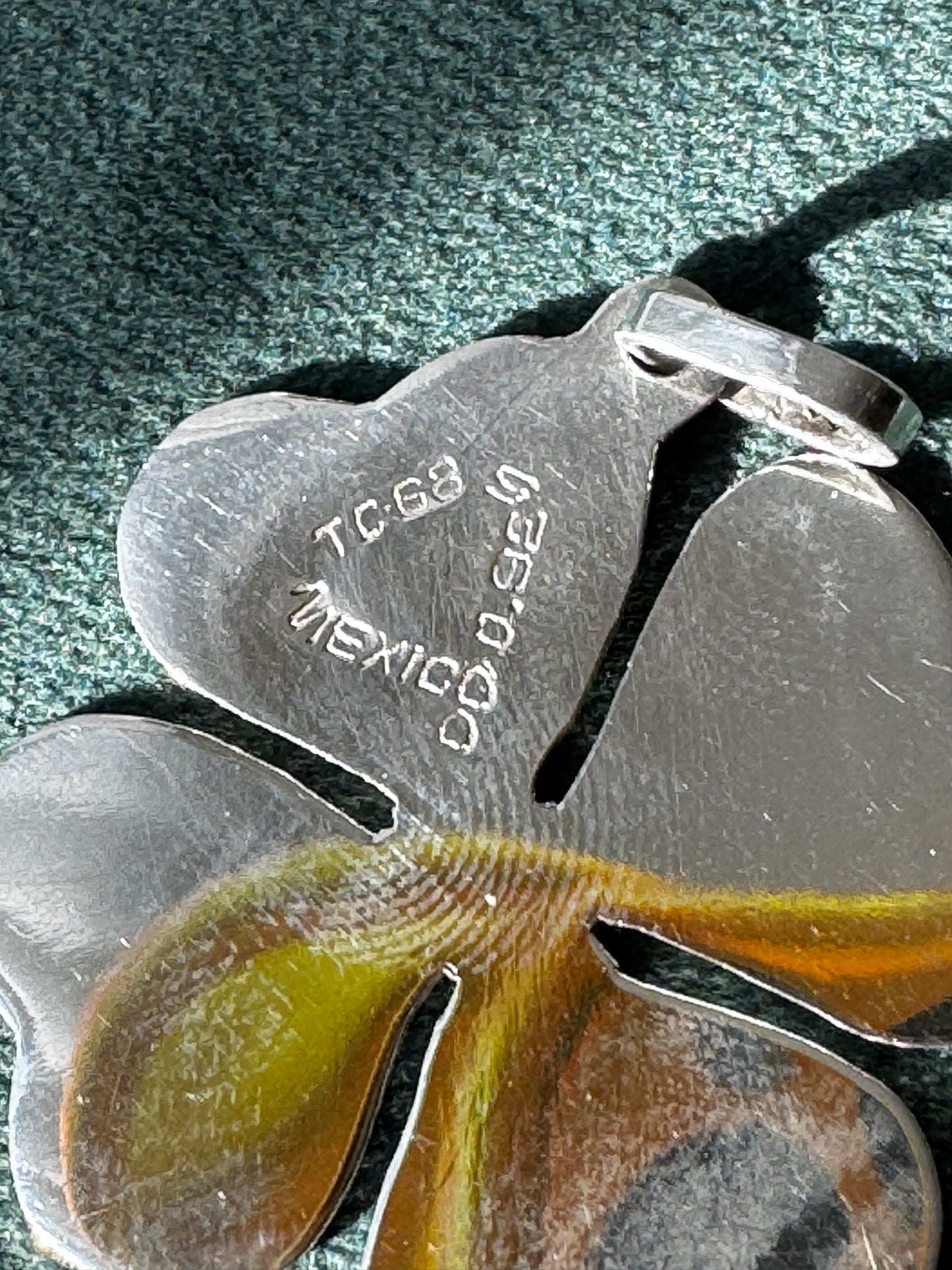 Estate Vintage Taxco Mexico Sterling Silver Four Leaf Clover Pendant