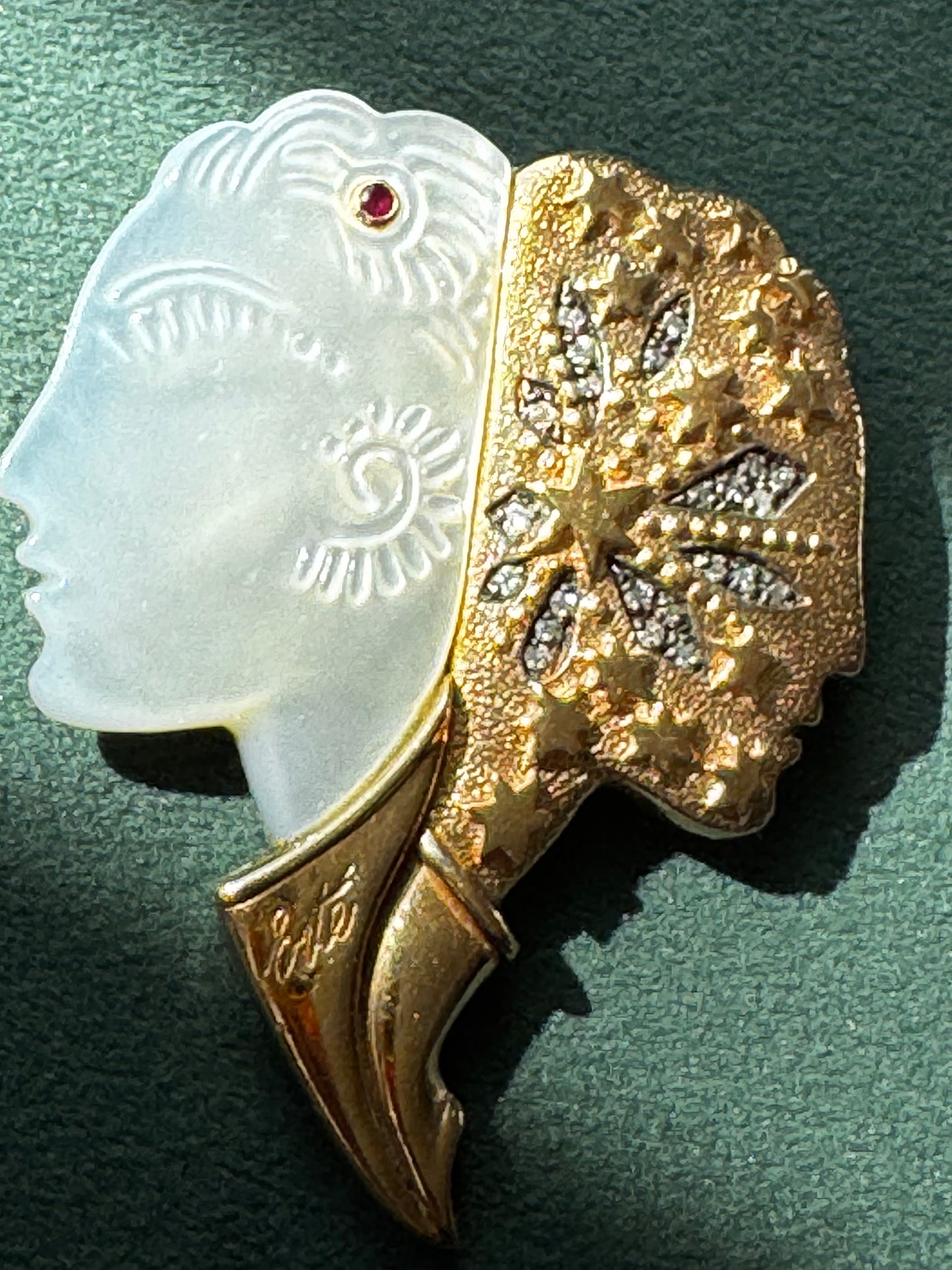 Erté 'Nuit et Jour' Brooch - CFA Limited Edition Sterling 14K Gold