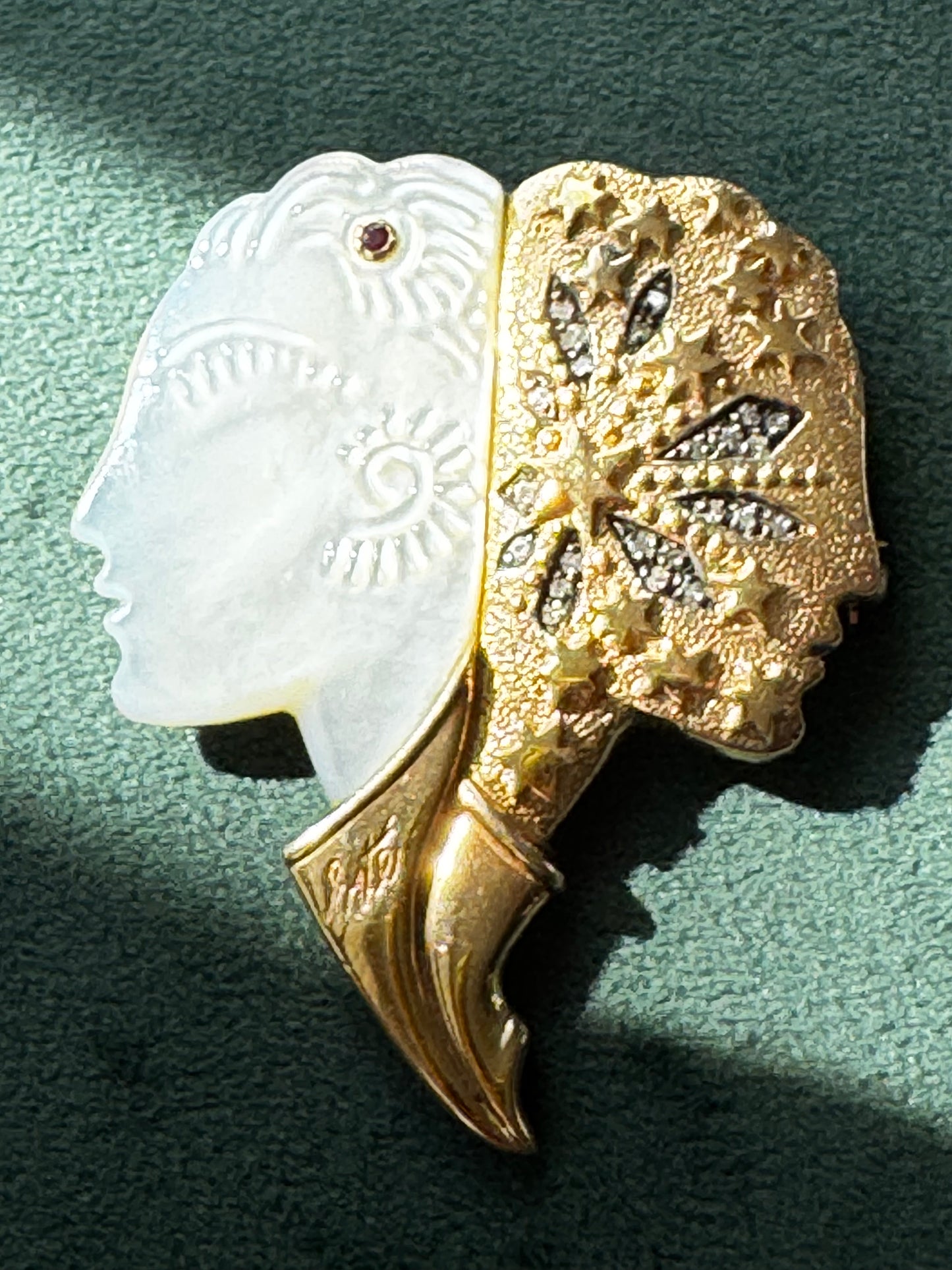 Erté 'Nuit et Jour' Brooch - CFA Limited Edition Sterling 14K Gold